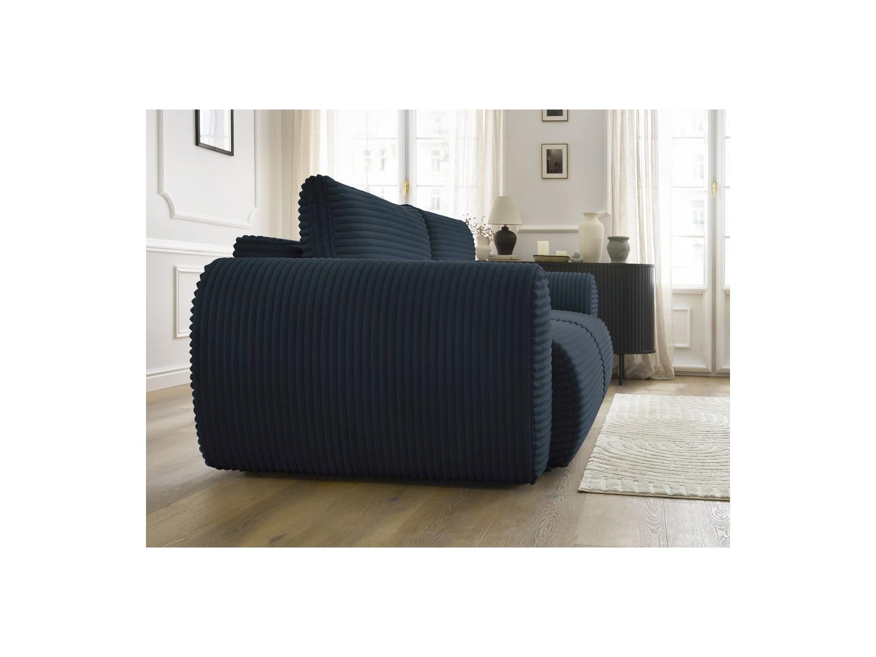 Lucien - Canapé Droit Convertible Coffre - Gros Côtelé Doux