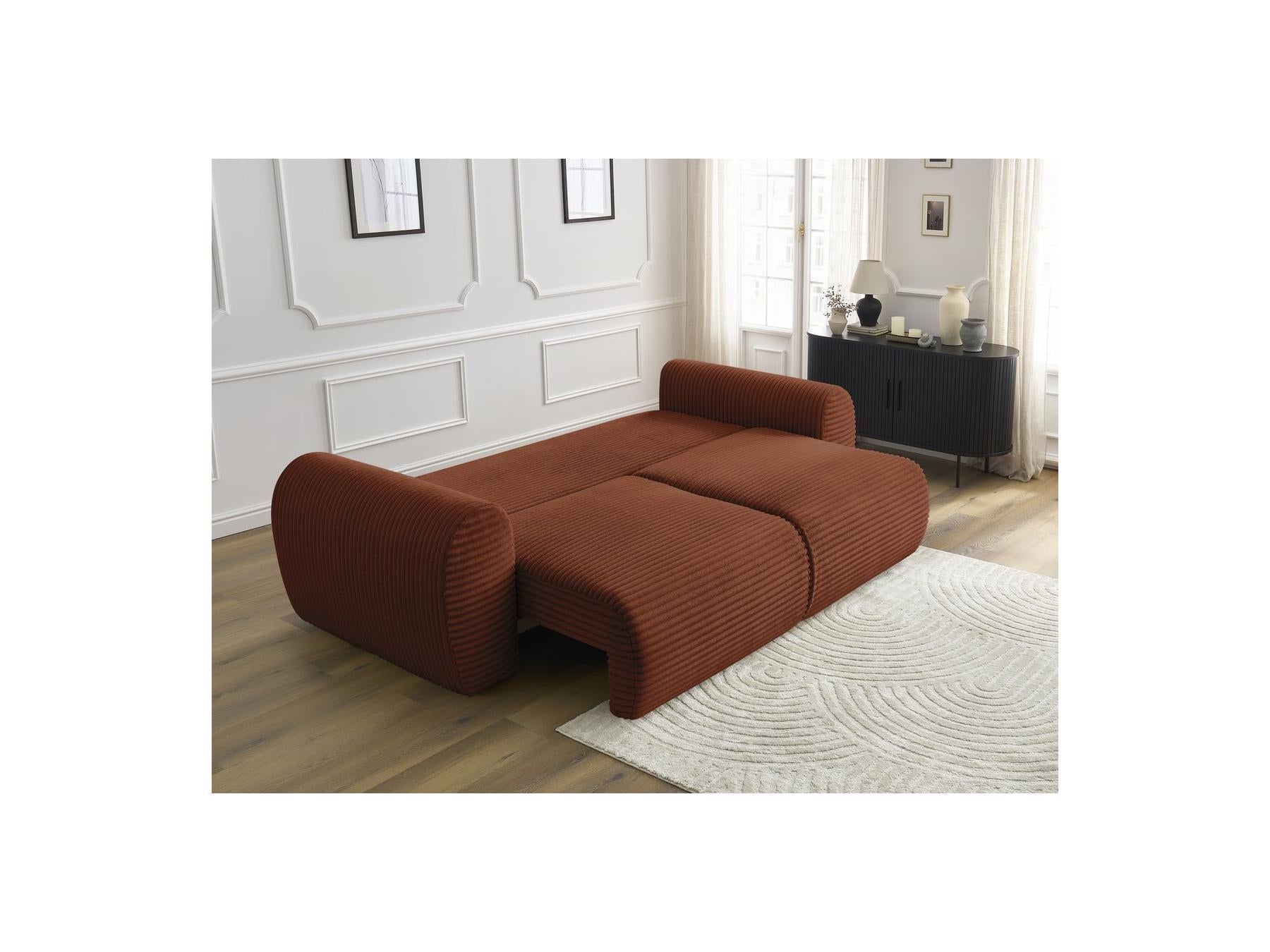 Lucien - Canapé Droit Convertible Coffre - Gros Côtelé Doux