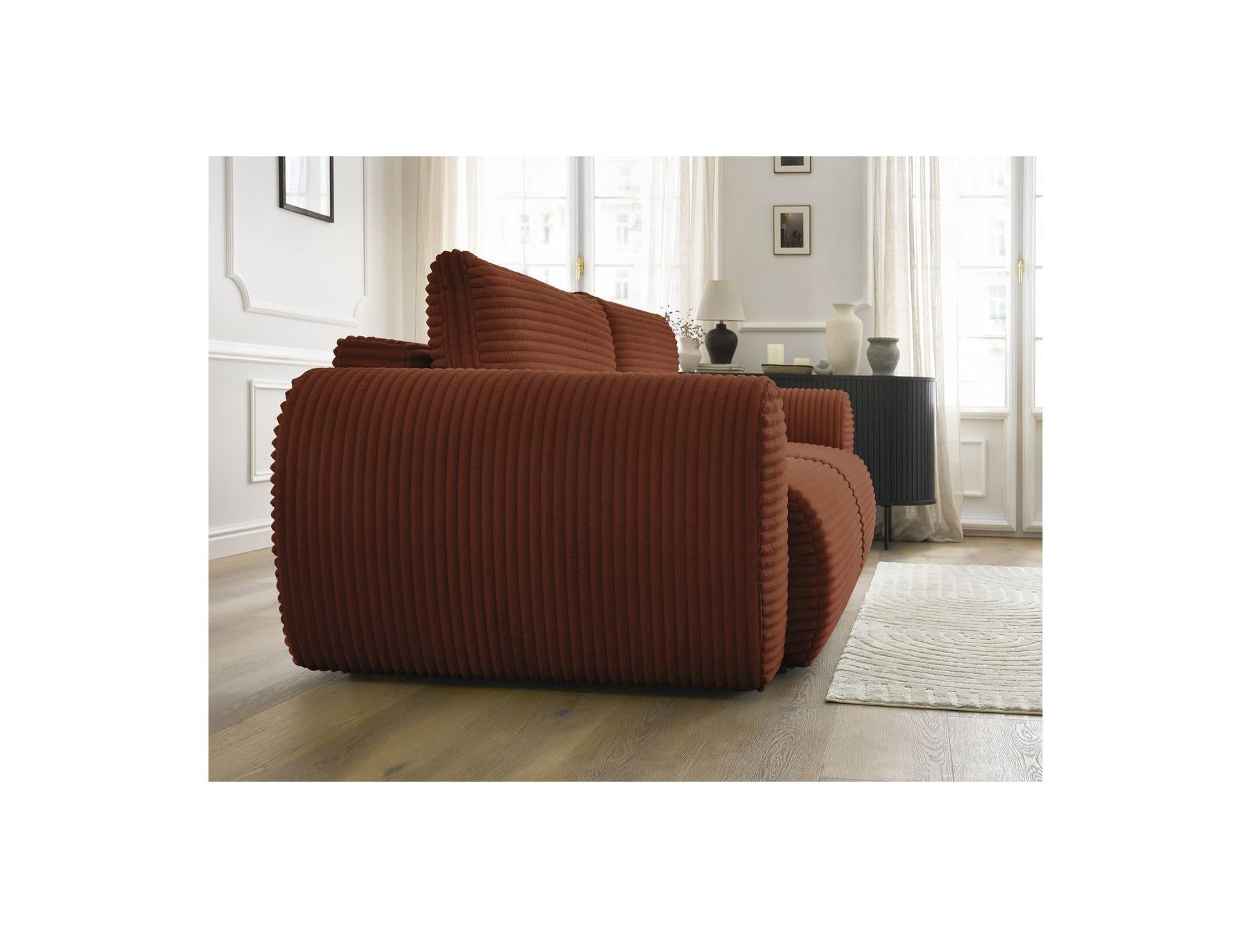 Lucien - Canapé Droit Convertible Coffre - Gros Côtelé Doux