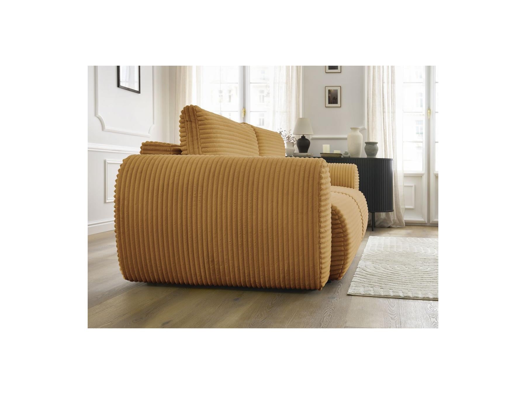 Lucien - Canapé Droit Convertible Coffre - Gros Côtelé Doux