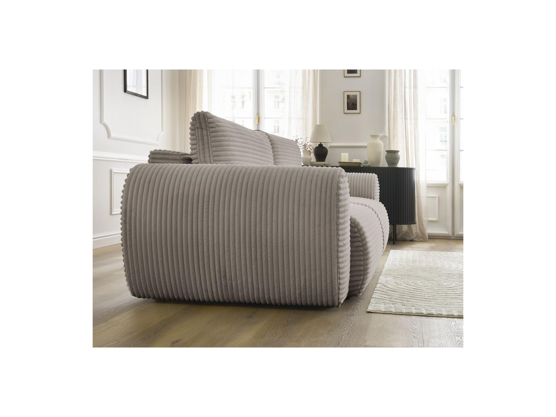 Lucien - Canapé Droit Convertible Coffre - Gros Côtelé Doux