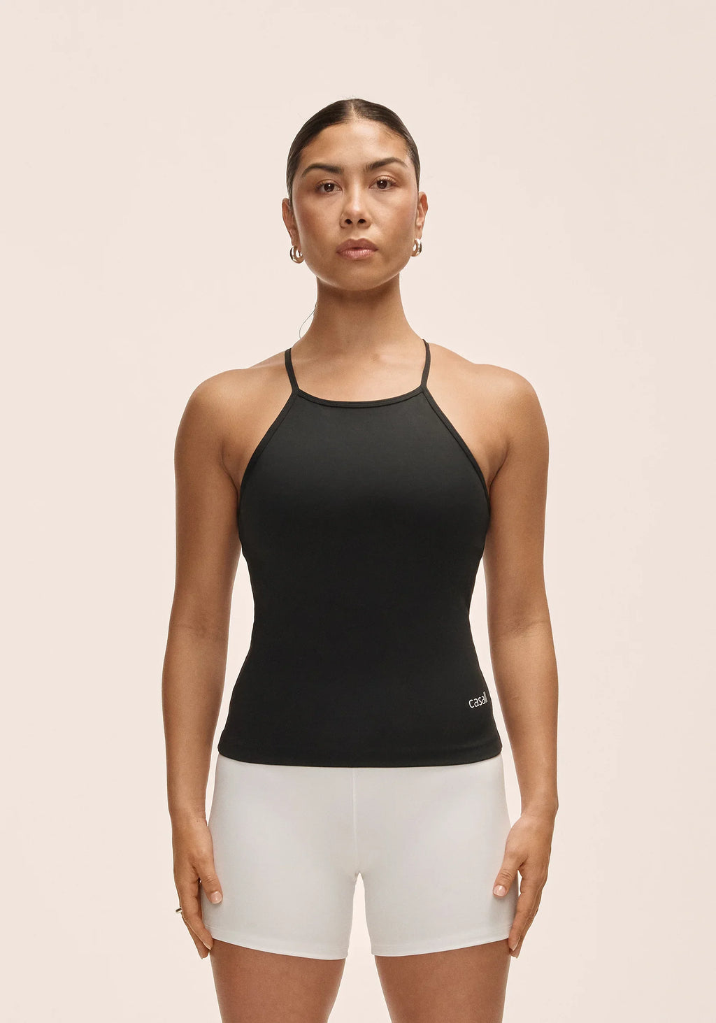 Built-In-Bra Halterneck Tank - Black
