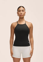 Built-In-Bra Halterneck Tank - Black