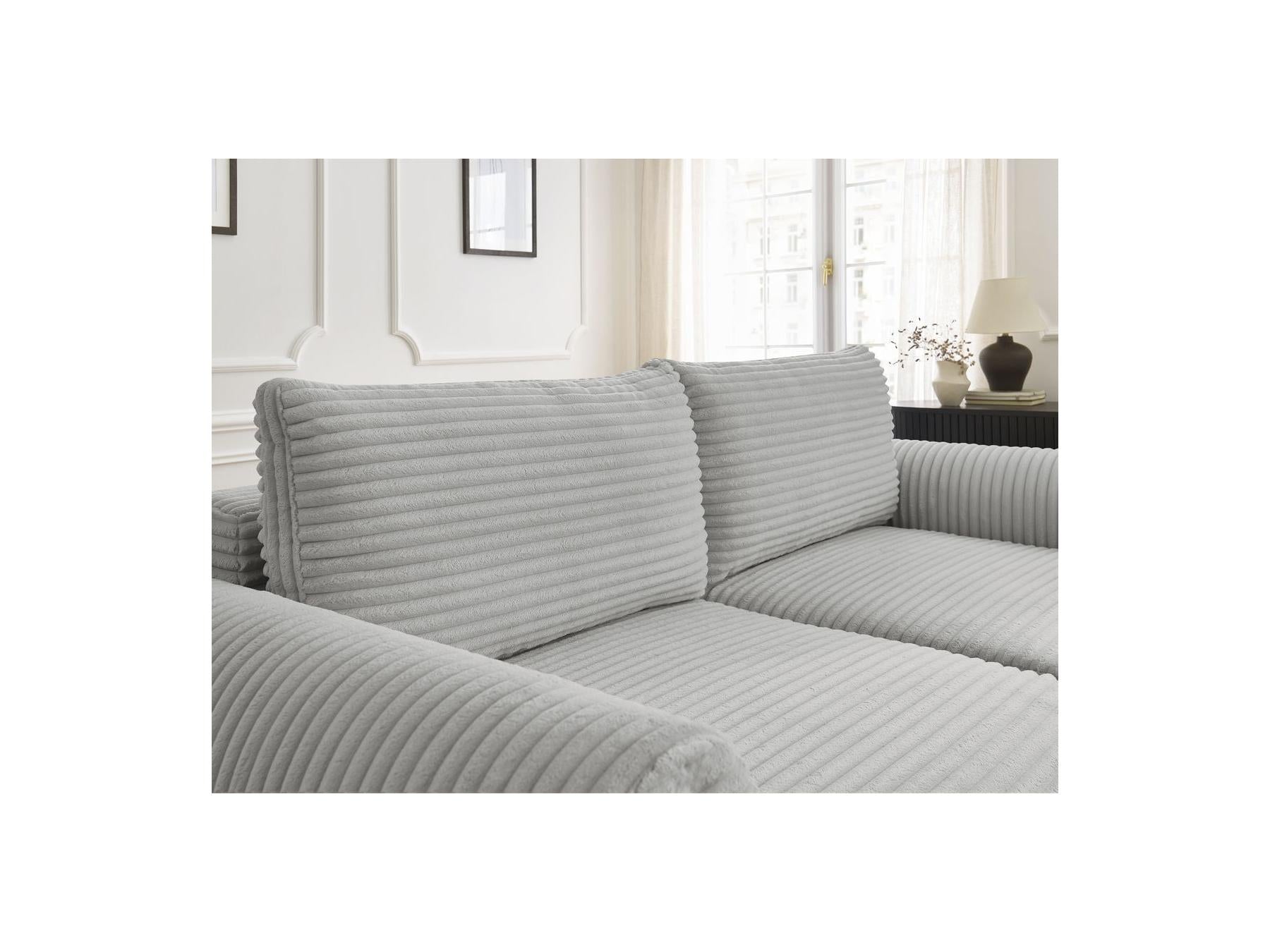 Lucien - Canapé Droit Convertible Coffre - Gros Côtelé Doux