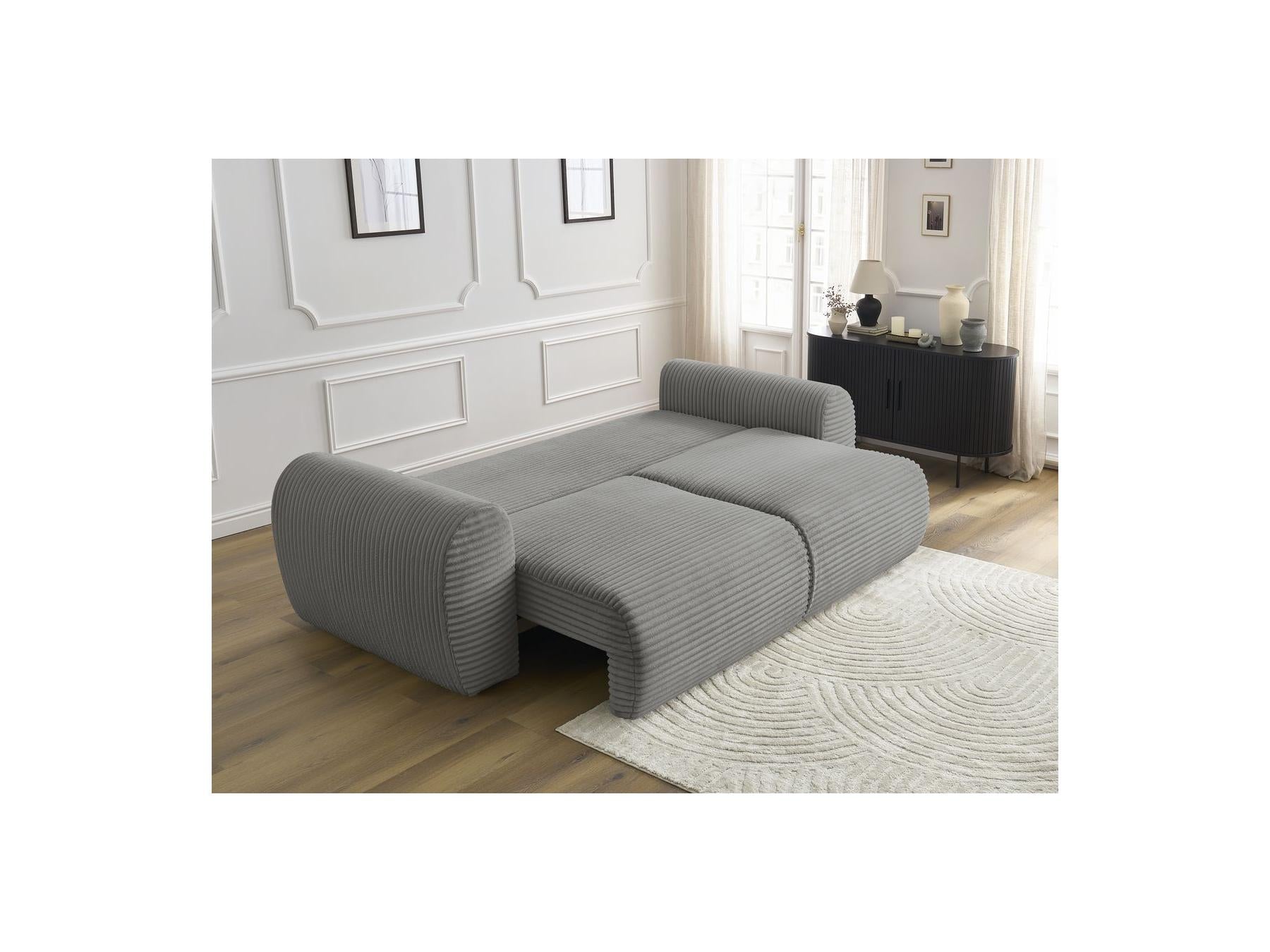 Lucien - Canapé Droit Convertible Coffre - Gros Côtelé Doux