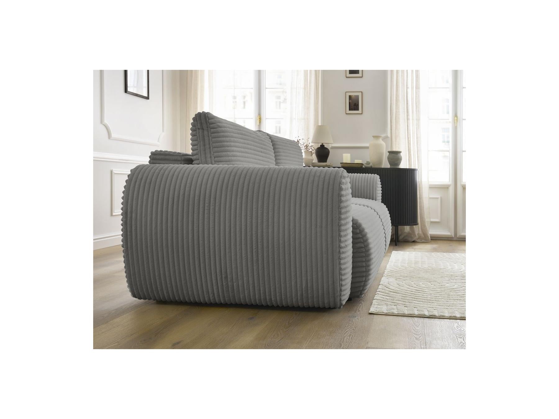 Lucien - Canapé Droit Convertible Coffre - Gros Côtelé Doux