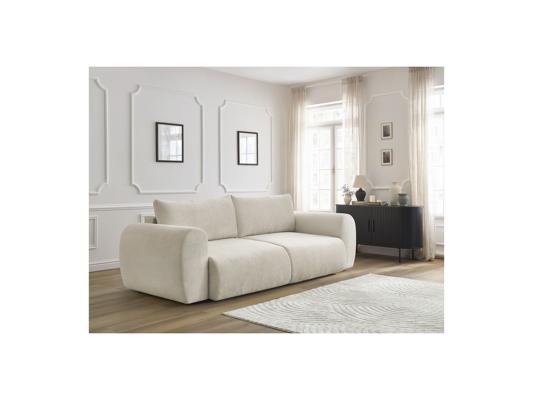 Convertible Straight Sofa with Storage Lucien - Smooth Fabric