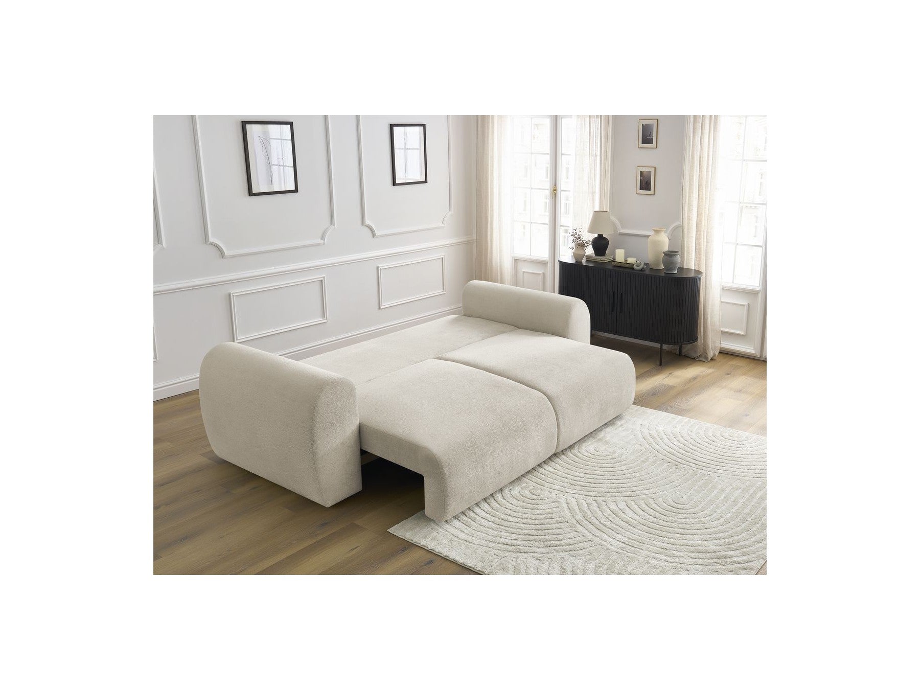 Convertible Straight Sofa with Storage Lucien - Smooth Fabric