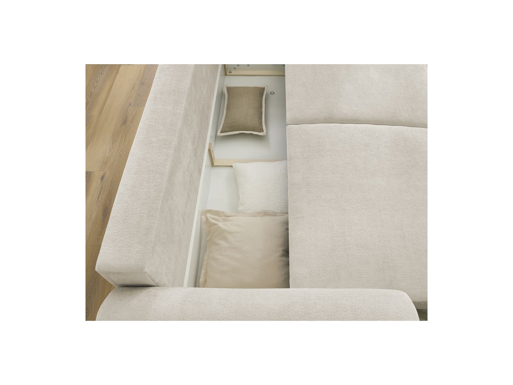 Convertible Straight Sofa with Storage Lucien - Smooth Fabric