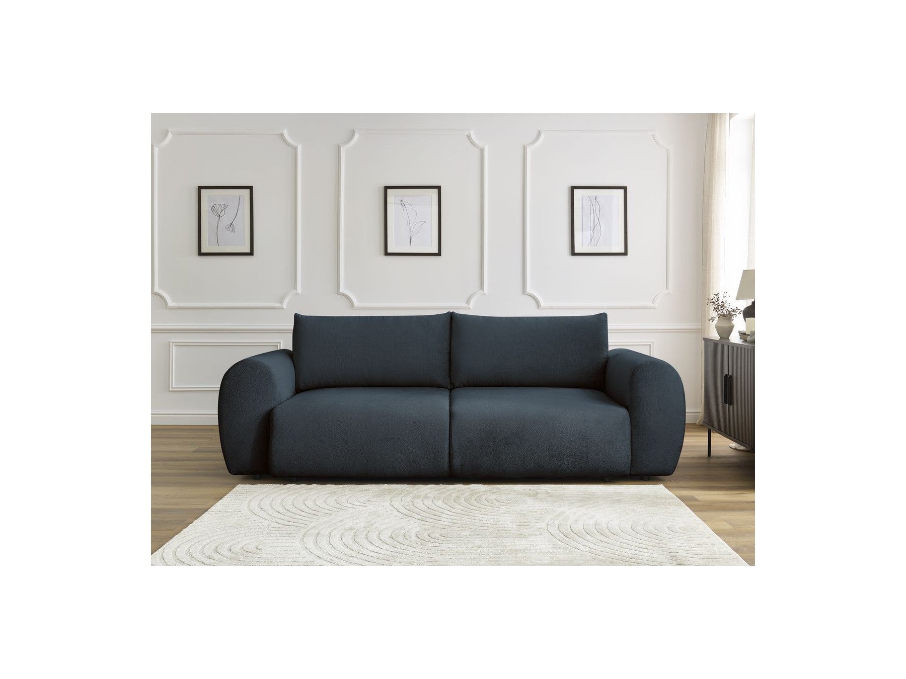 Convertible Straight Sofa with Storage Lucien - Smooth Fabric