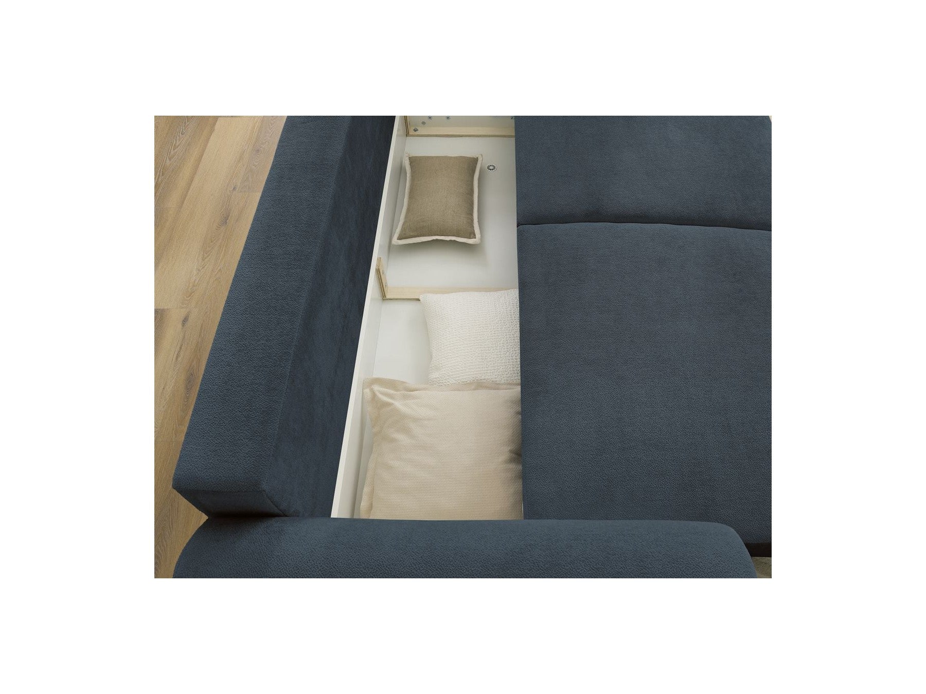 Convertible Straight Sofa with Storage Lucien - Smooth Fabric