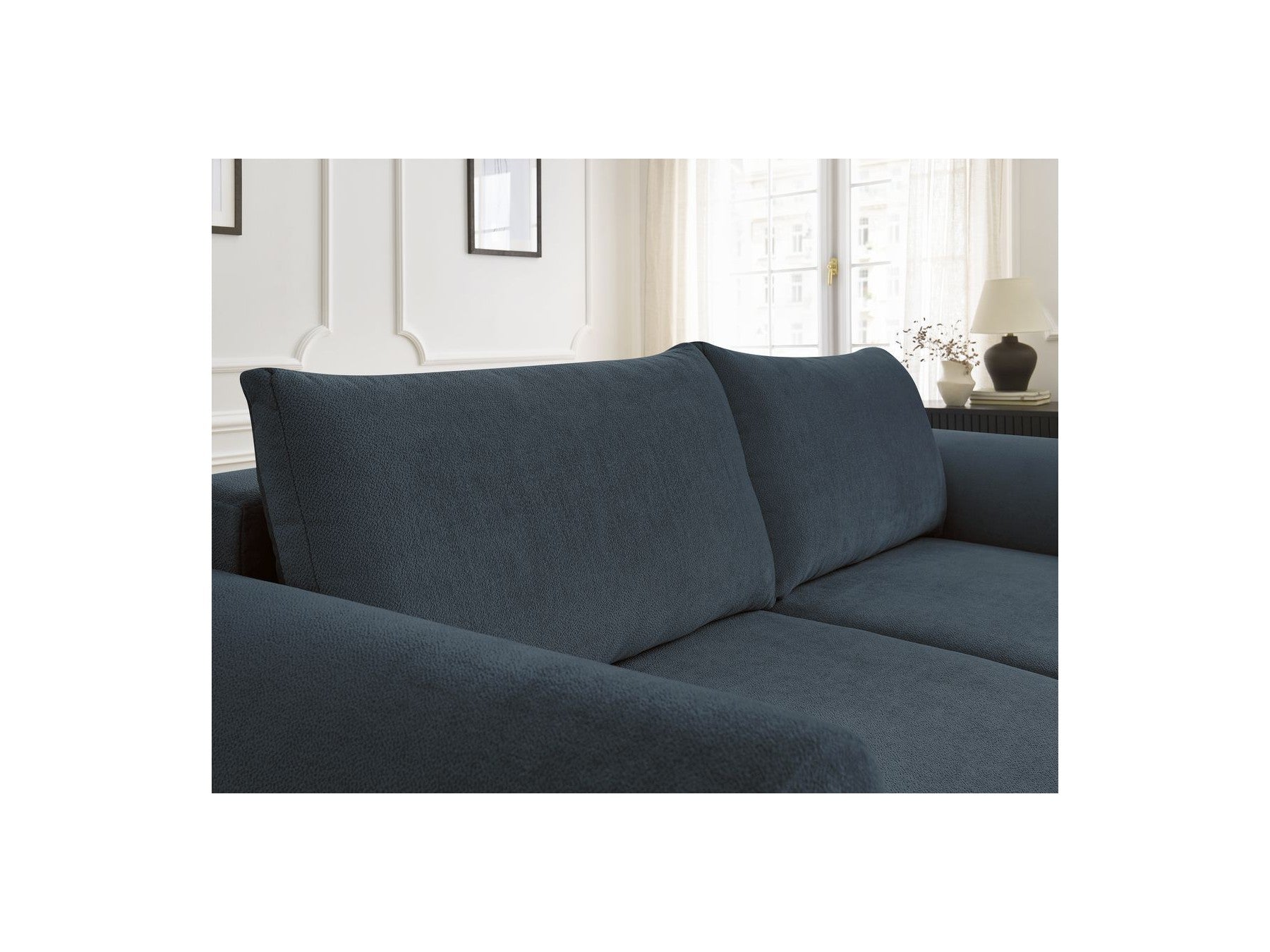 Convertible Straight Sofa with Storage Lucien - Smooth Fabric