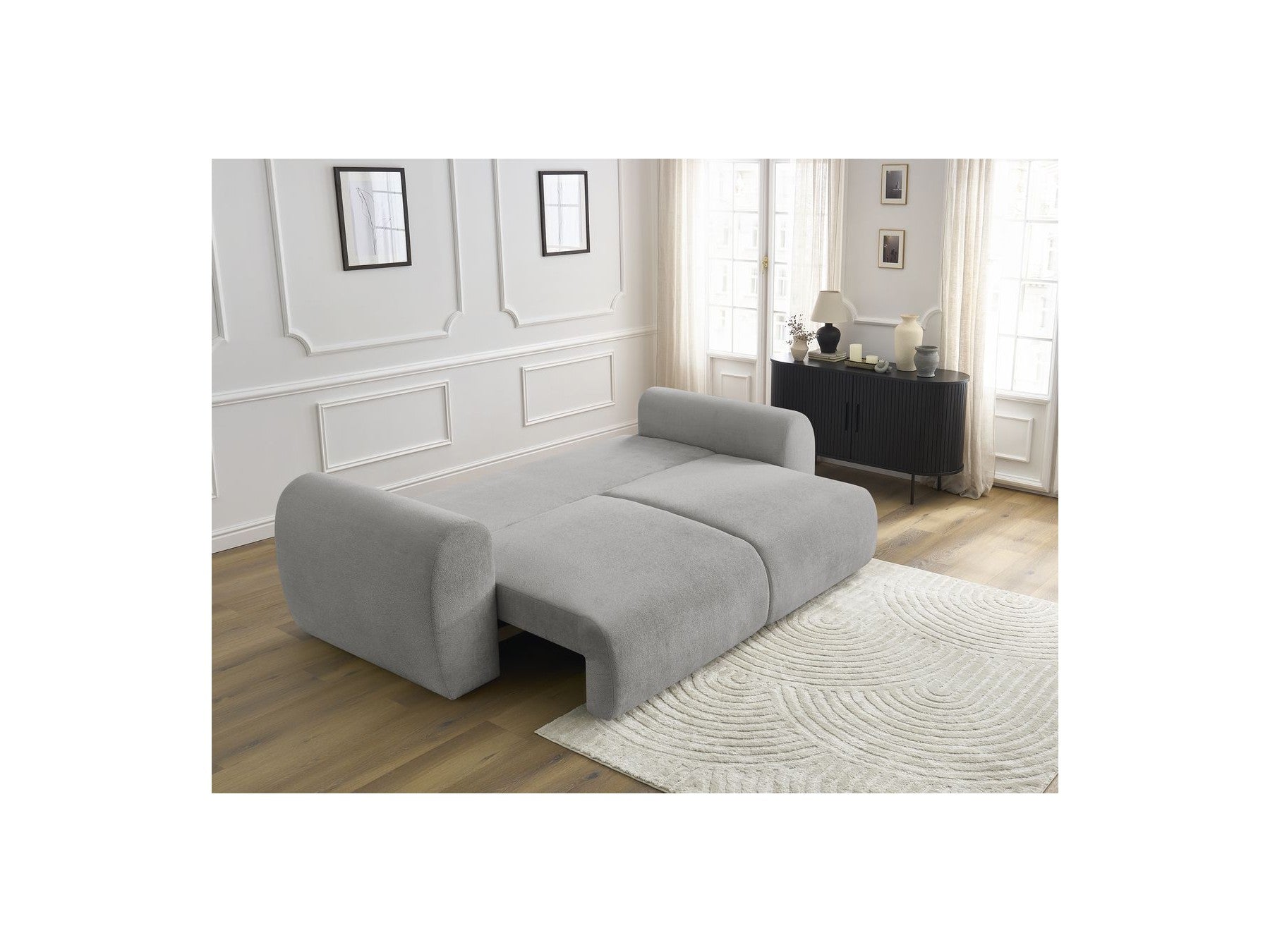 Convertible Straight Sofa with Storage Lucien - Smooth Fabric