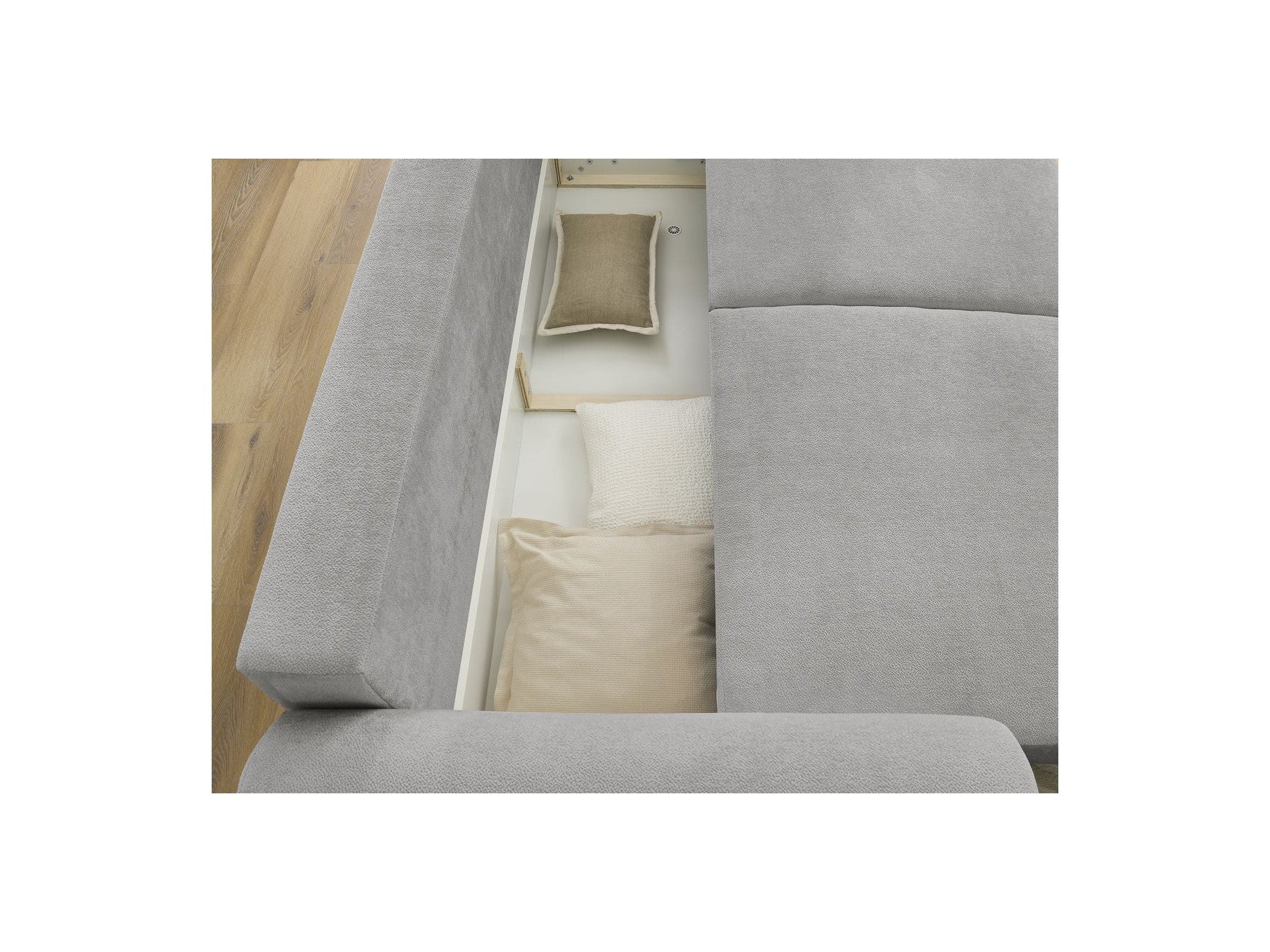 Convertible Straight Sofa with Storage Lucien - Smooth Fabric