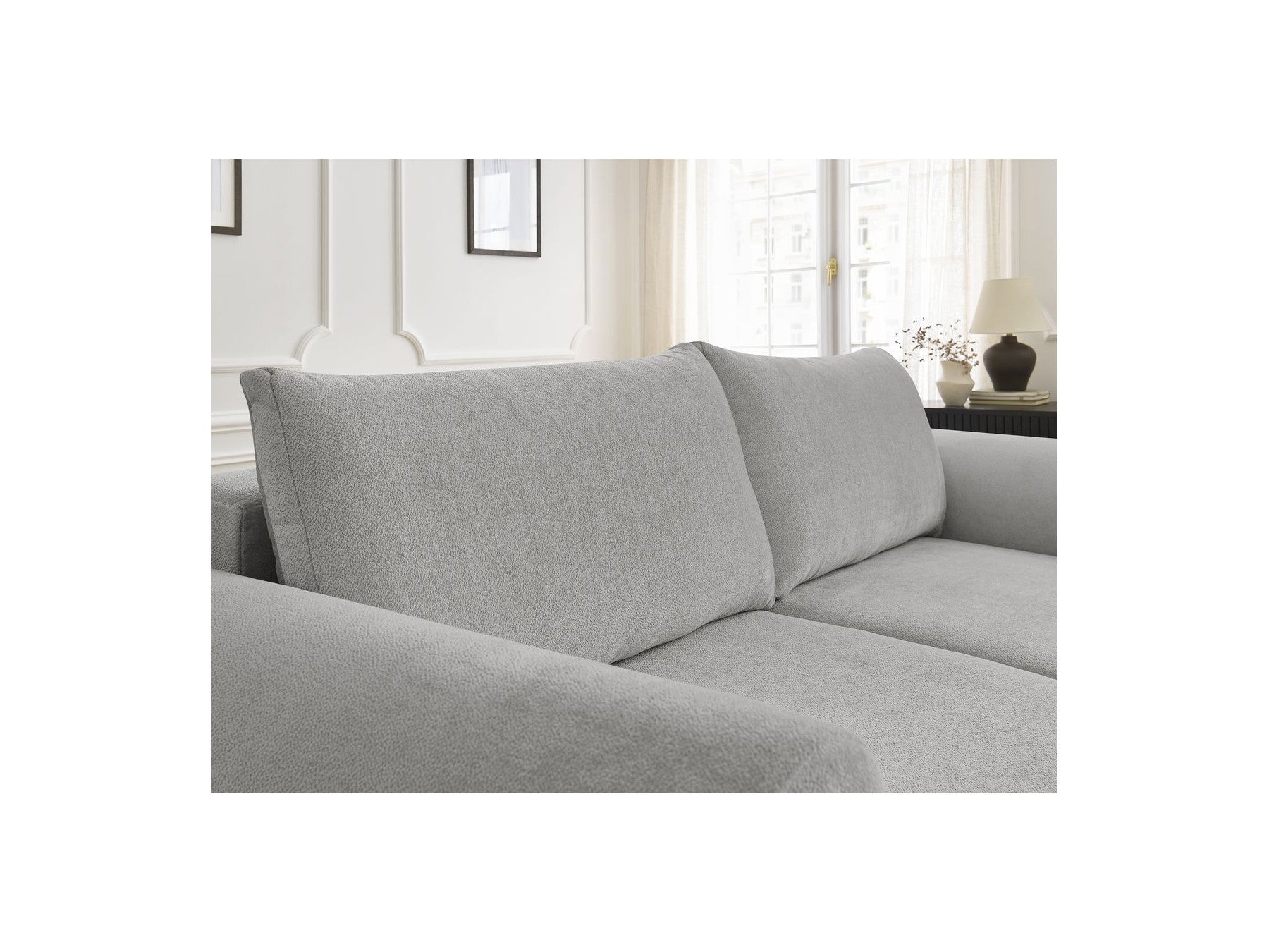 Convertible Straight Sofa with Storage Lucien - Smooth Fabric