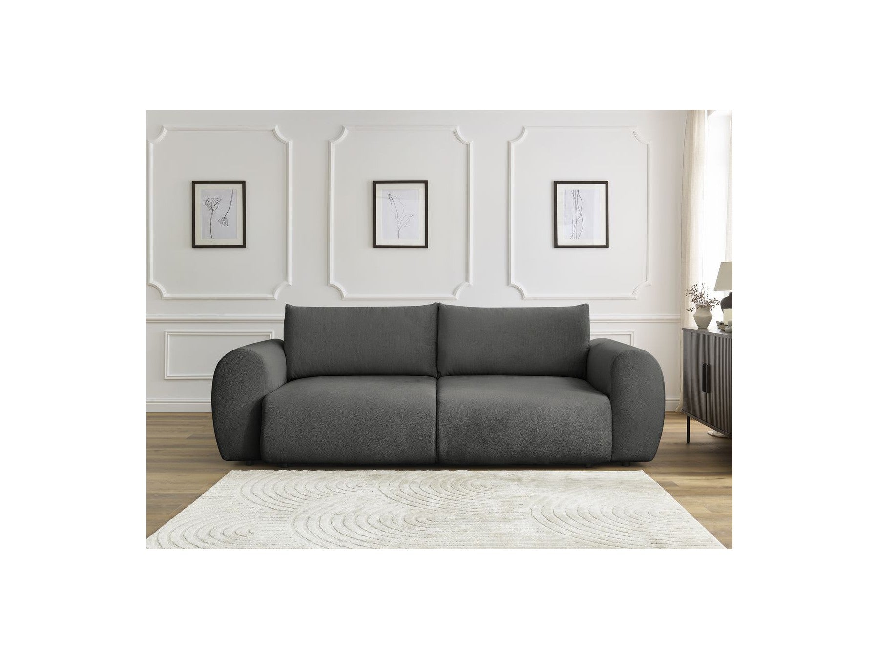 Convertible Straight Sofa with Storage Lucien - Smooth Fabric