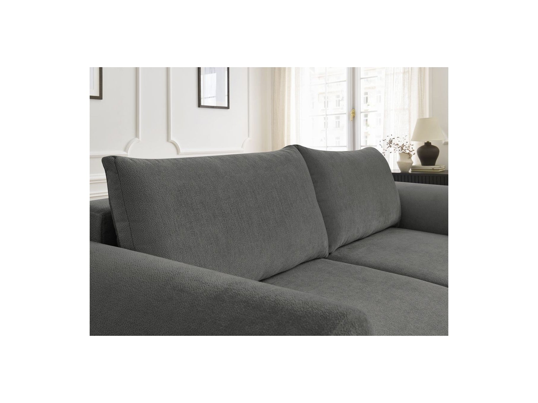 Convertible Straight Sofa with Storage Lucien - Smooth Fabric