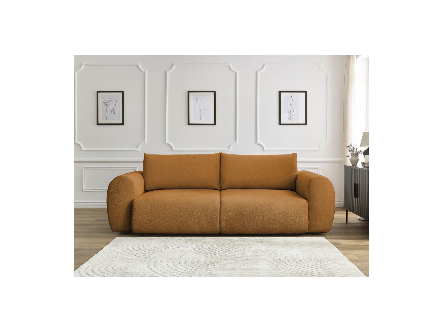 Convertible Straight Sofa with Storage Lucien - Smooth Fabric