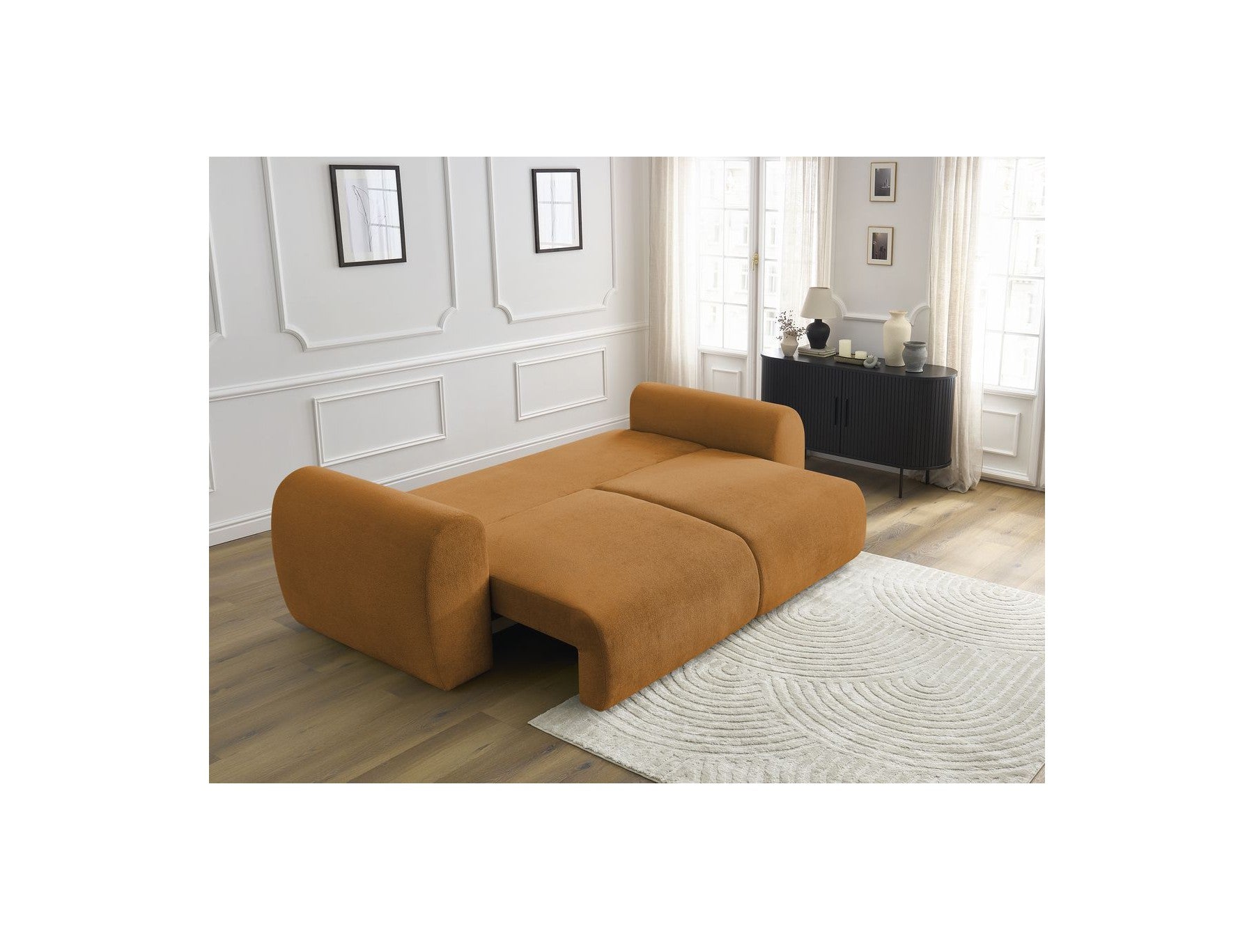 Convertible Straight Sofa with Storage Lucien - Smooth Fabric