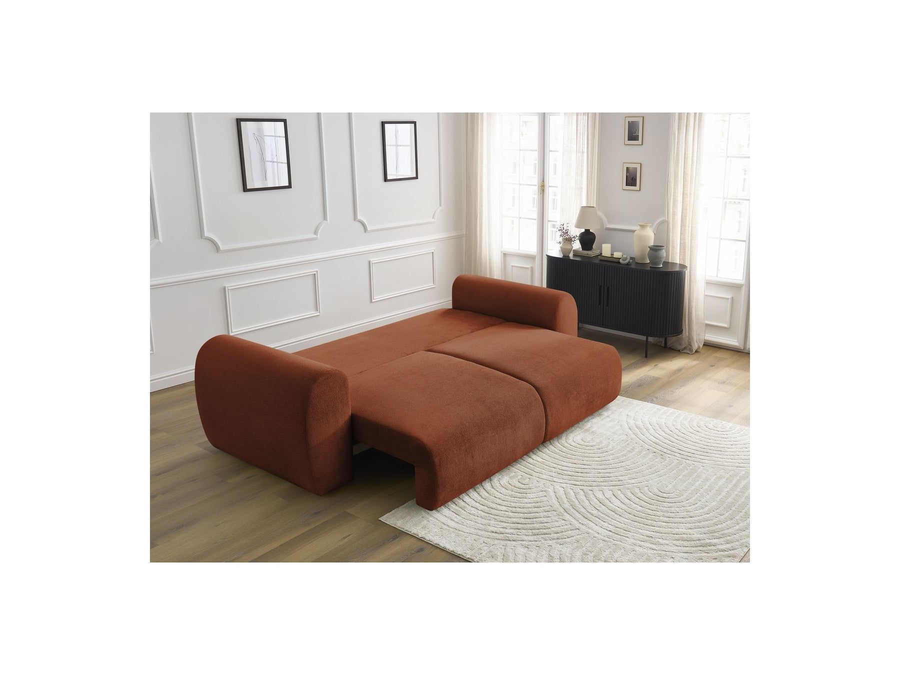 Convertible Straight Sofa with Storage Lucien - Smooth Fabric