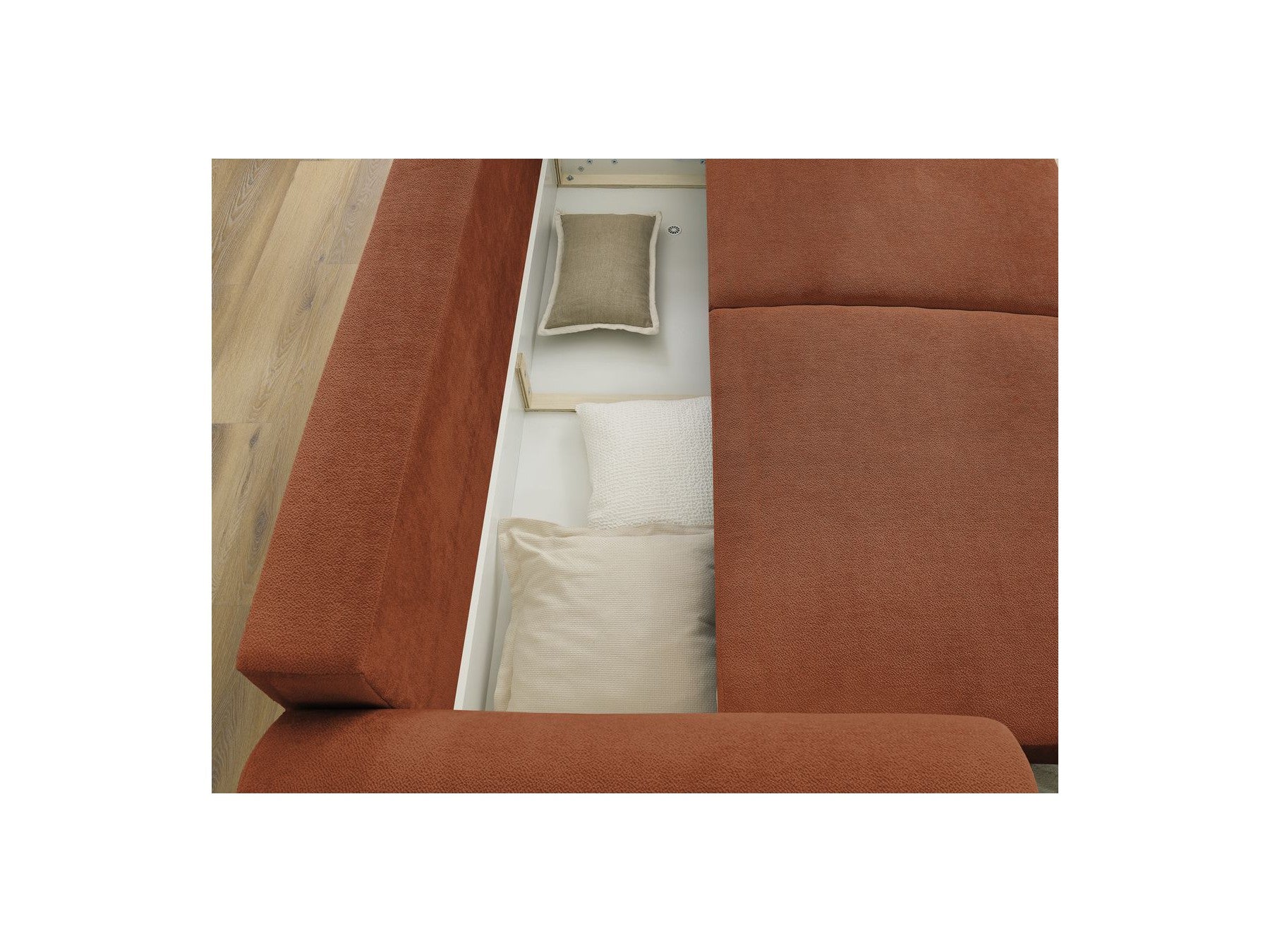 Convertible Straight Sofa with Storage Lucien - Smooth Fabric