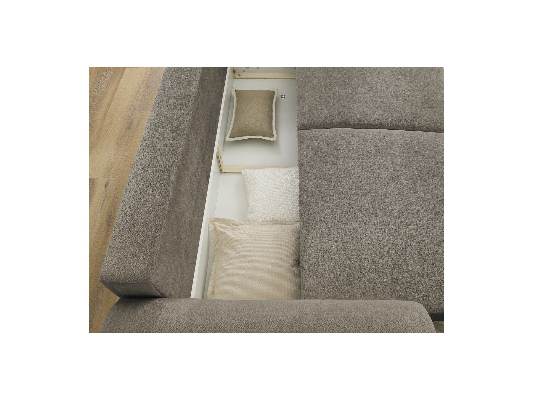 Convertible Straight Sofa with Storage Lucien - Smooth Fabric