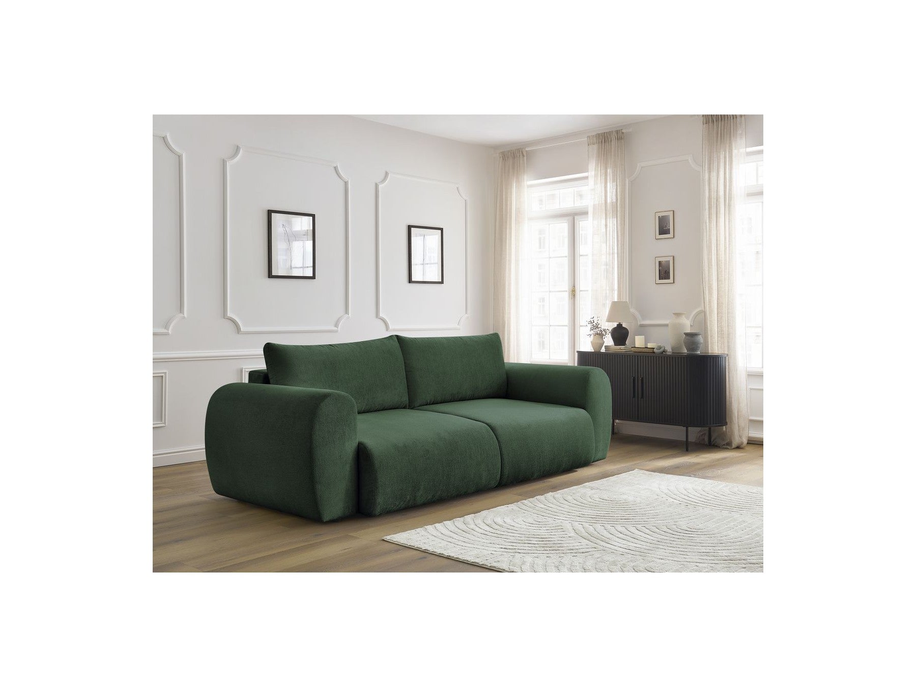 Convertible Straight Sofa with Storage Lucien - Smooth Fabric