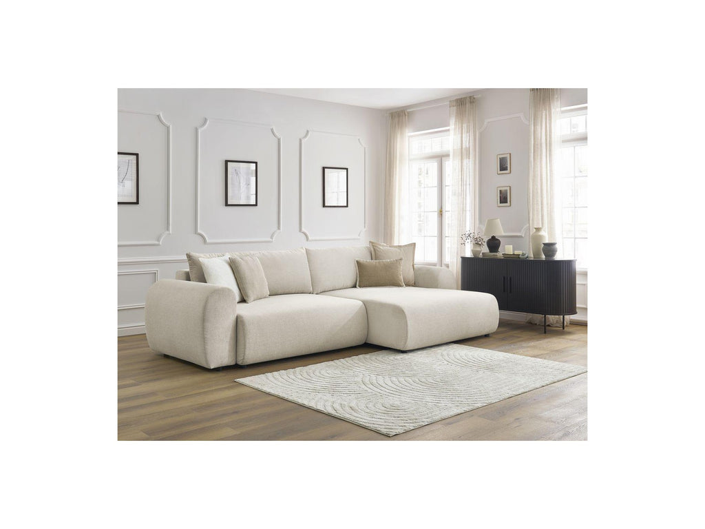 Convertible Corner Sofa with Storage Lucien - Smooth Fabric - Right-Hand Corner