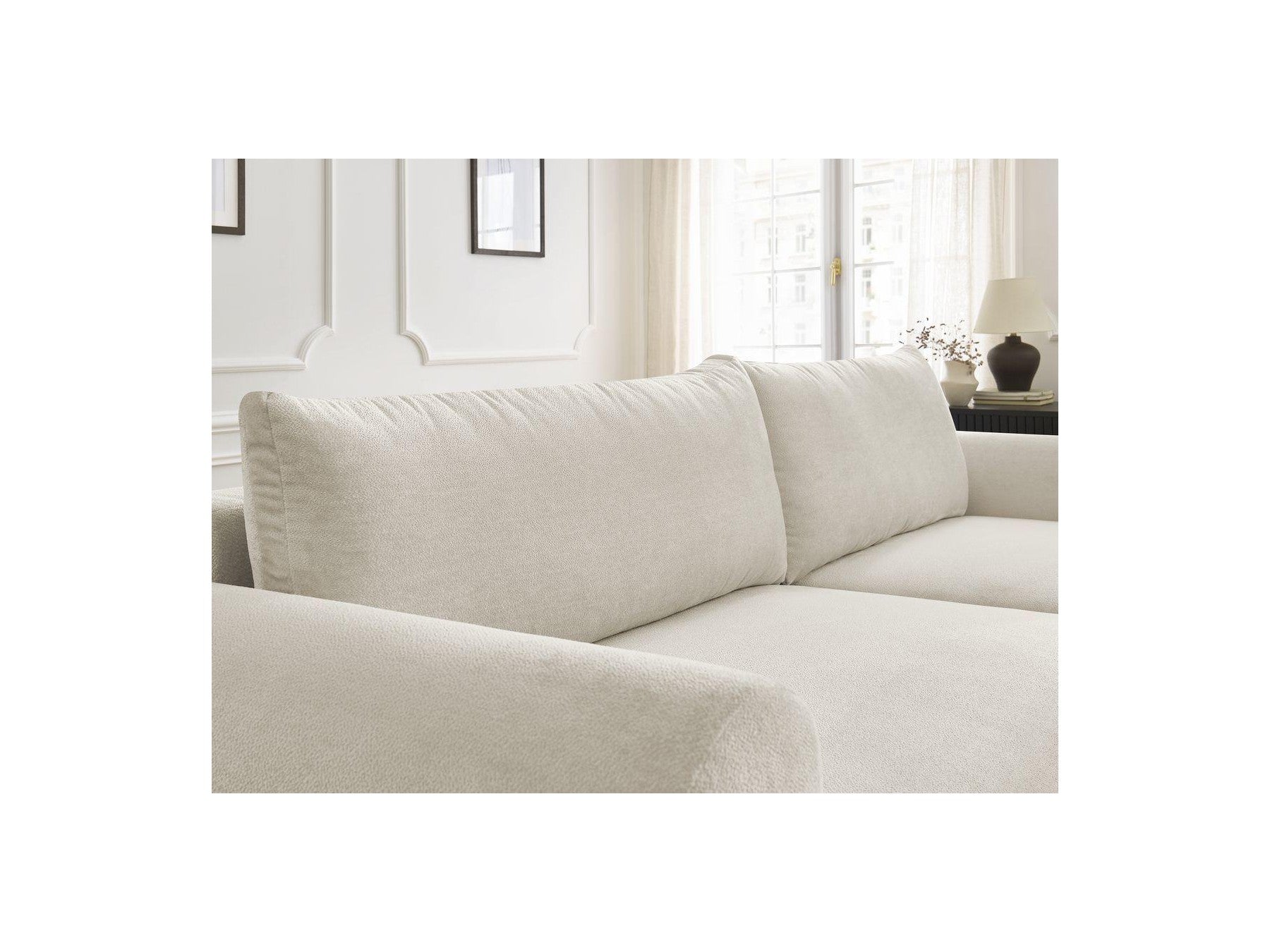 Convertible Corner Sofa with Storage Lucien - Smooth Fabric - Right-Hand Corner