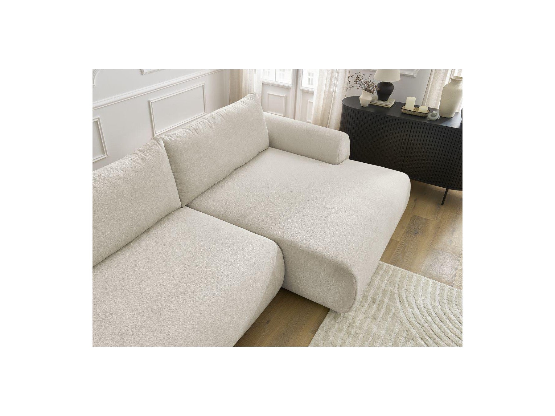 Convertible Corner Sofa with Storage Lucien - Smooth Fabric - Right-Hand Corner
