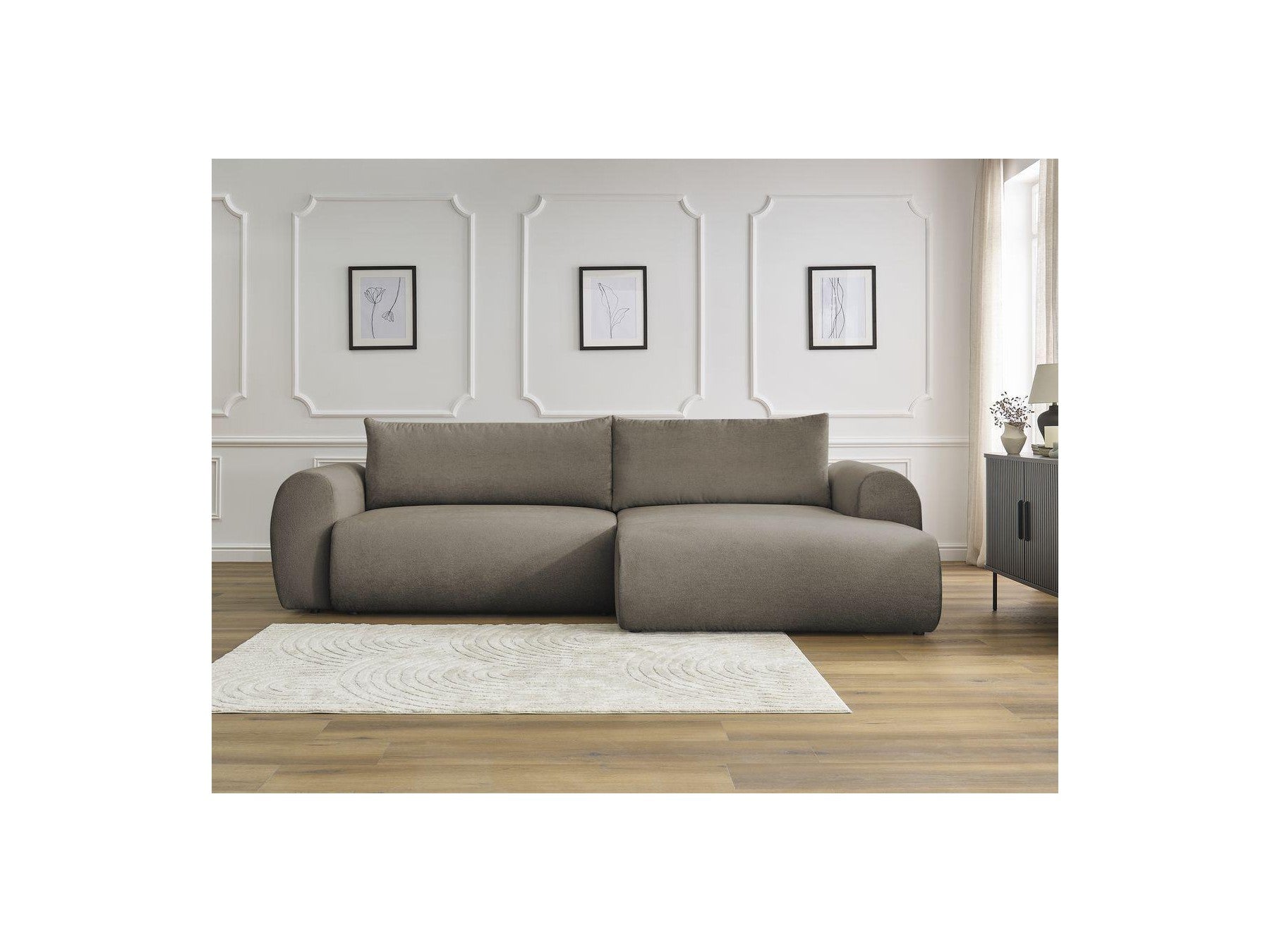 Convertible Corner Sofa with Storage Lucien - Smooth Fabric - Right-Hand Corner
