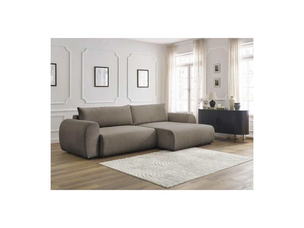 Convertible Corner Sofa with Storage Lucien - Smooth Fabric - Right-Hand Corner