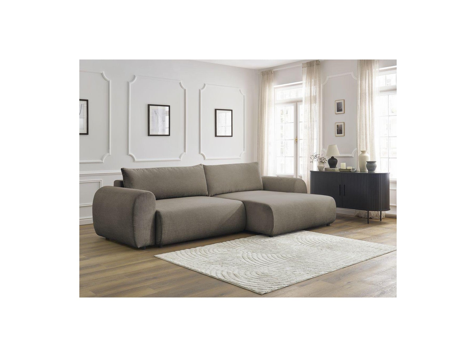 Convertible Corner Sofa with Storage Lucien - Smooth Fabric - Right-Hand Corner