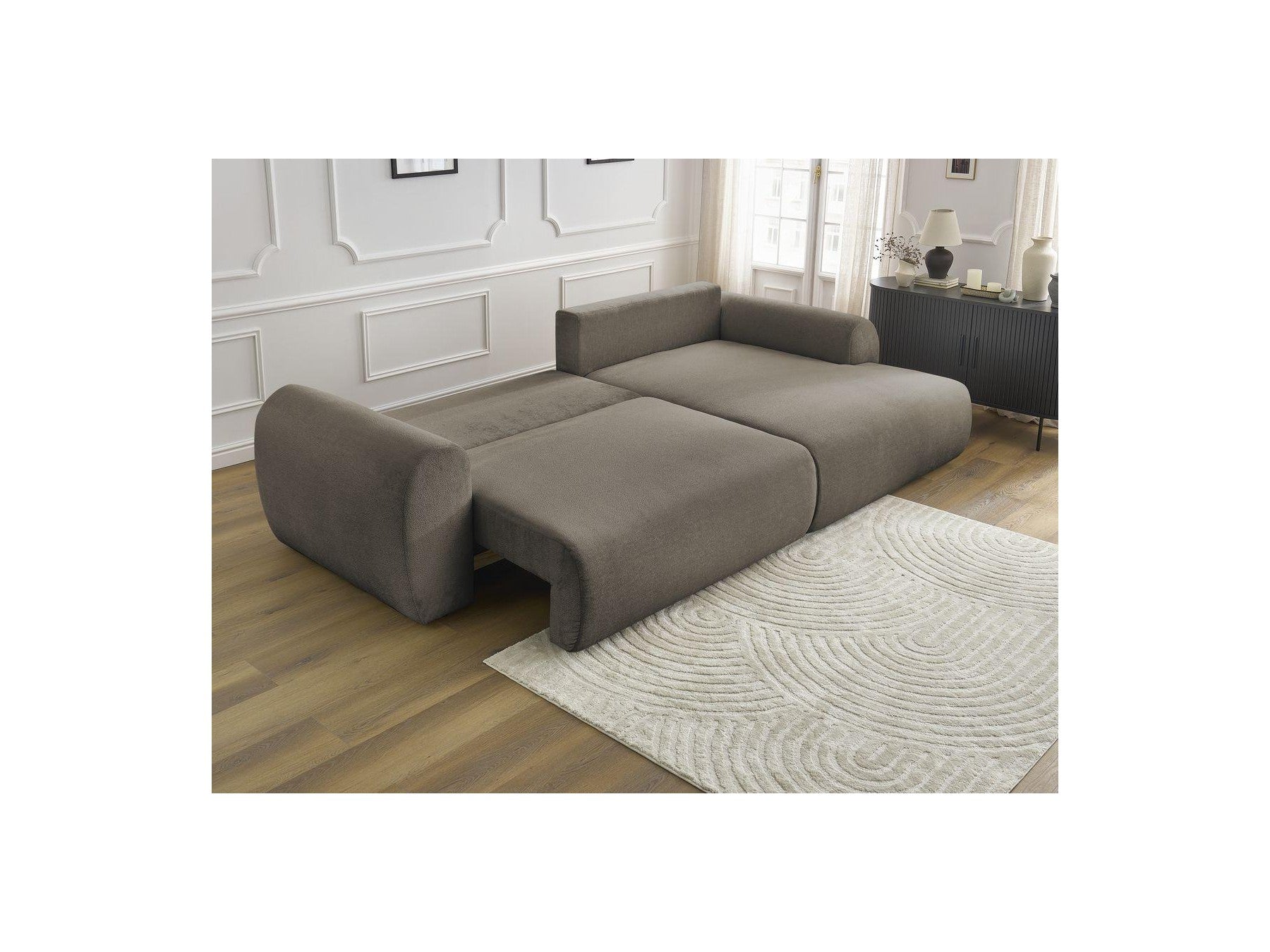 Convertible Corner Sofa with Storage Lucien - Smooth Fabric - Right-Hand Corner