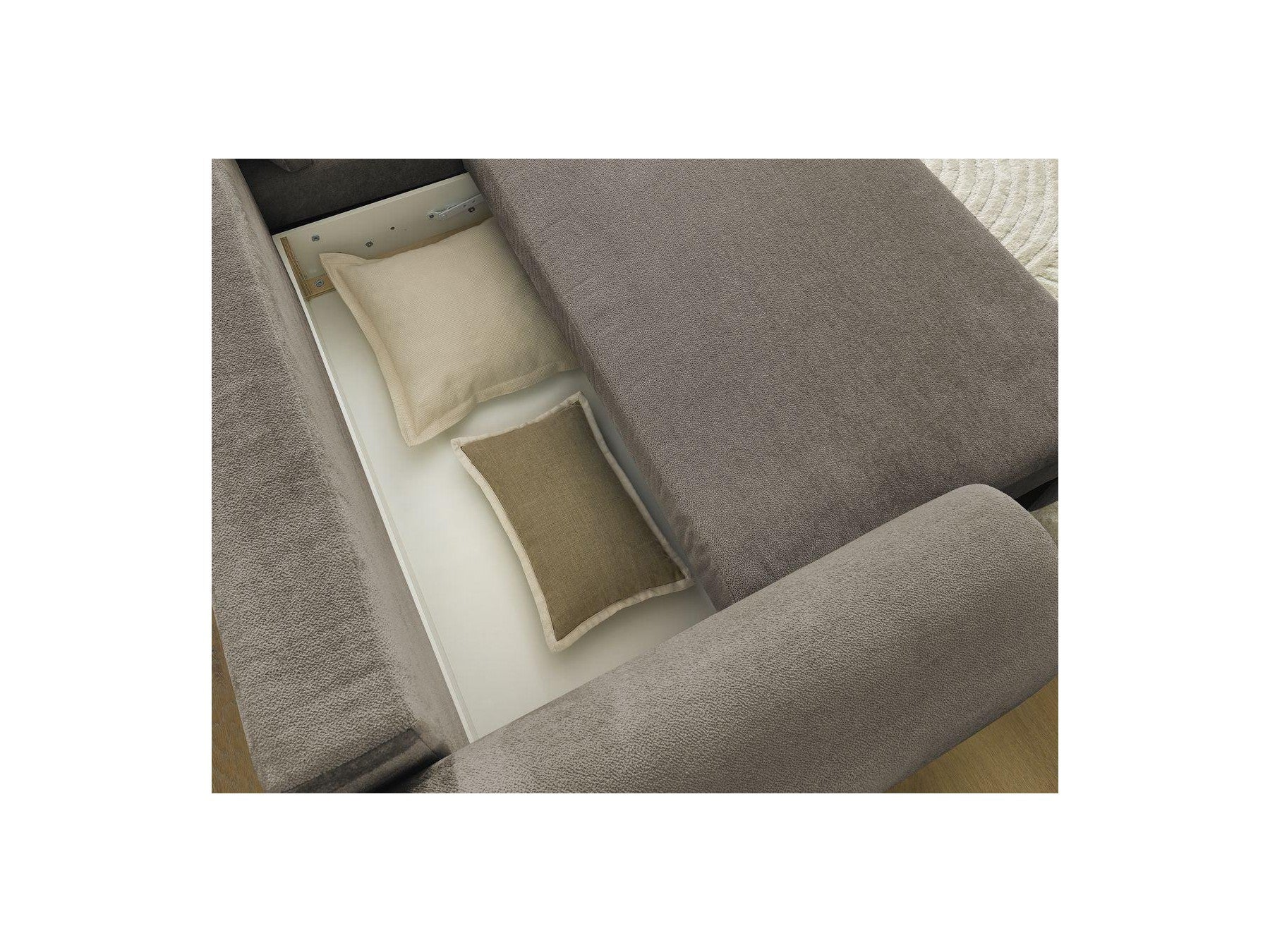Convertible Corner Sofa with Storage Lucien - Smooth Fabric - Right-Hand Corner