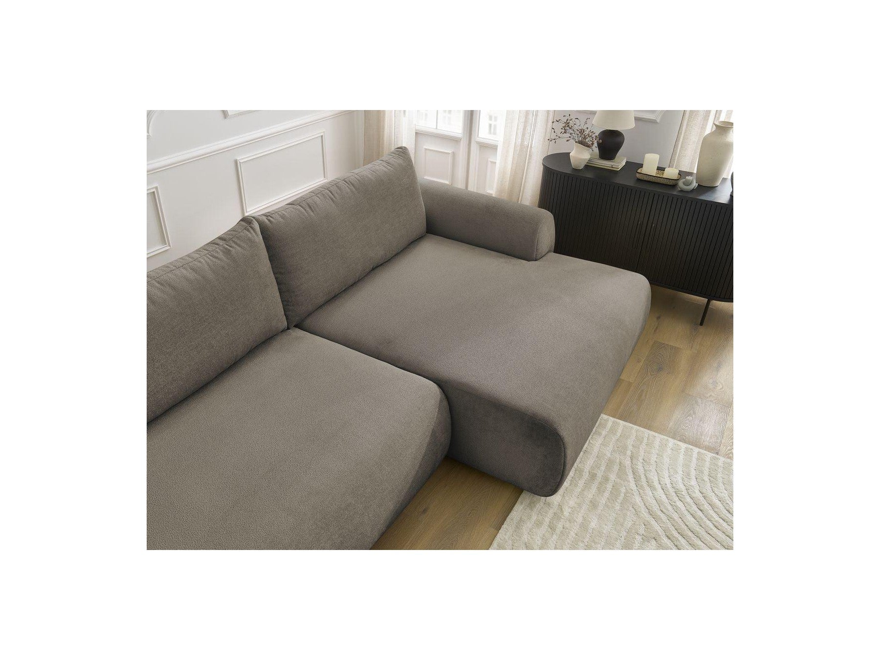 Convertible Corner Sofa with Storage Lucien - Smooth Fabric - Right-Hand Corner