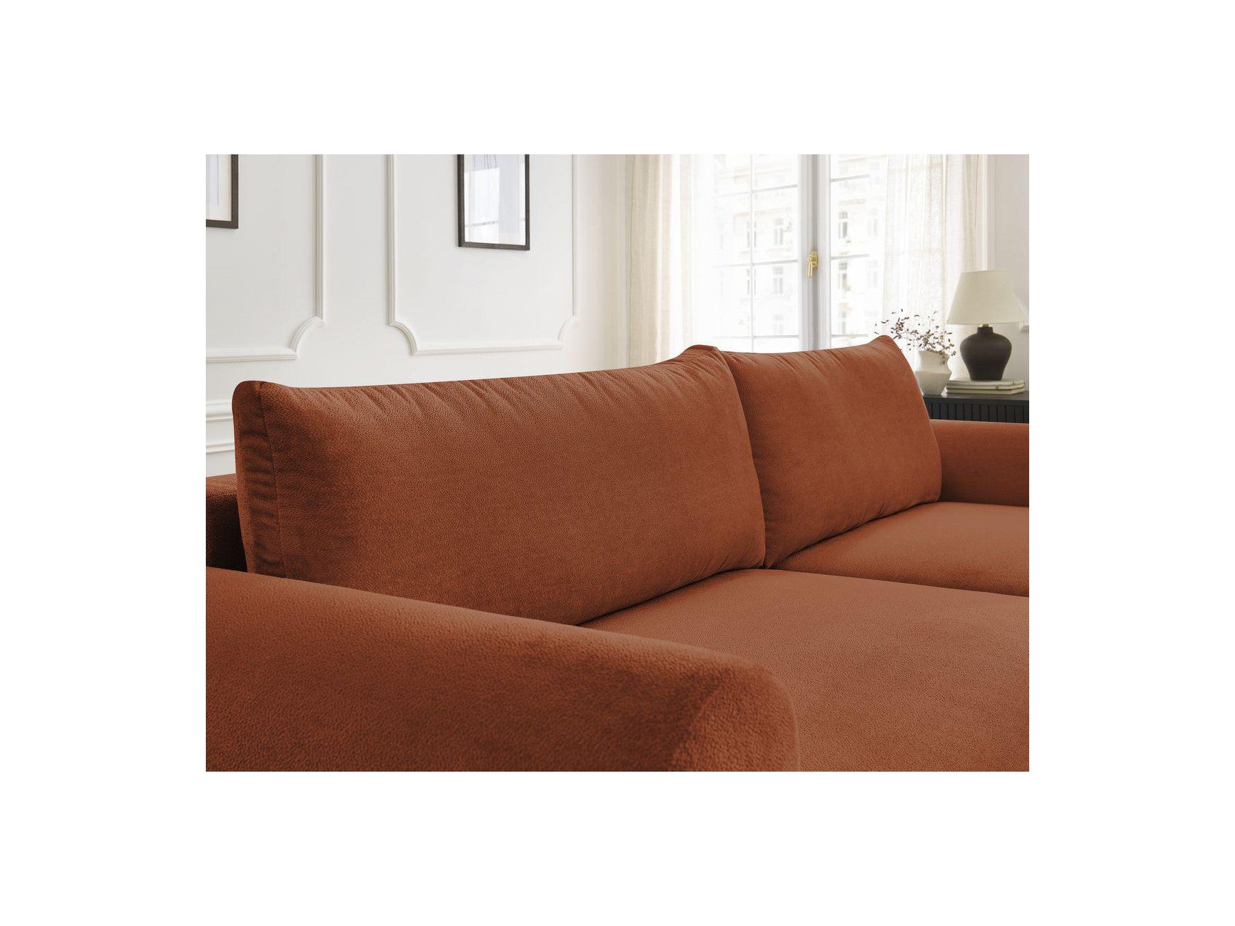 Convertible Corner Sofa with Storage Lucien - Smooth Fabric - Right-Hand Corner