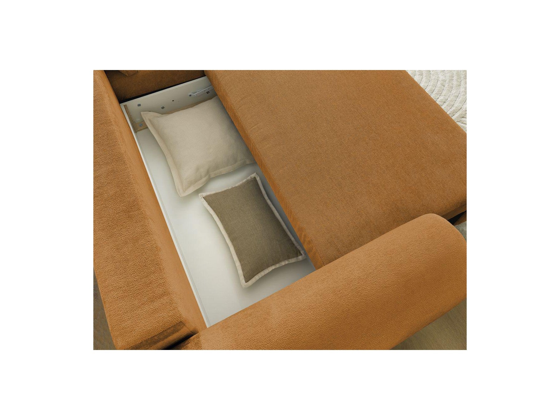 Convertible Corner Sofa with Storage Lucien - Smooth Fabric - Right-Hand Corner