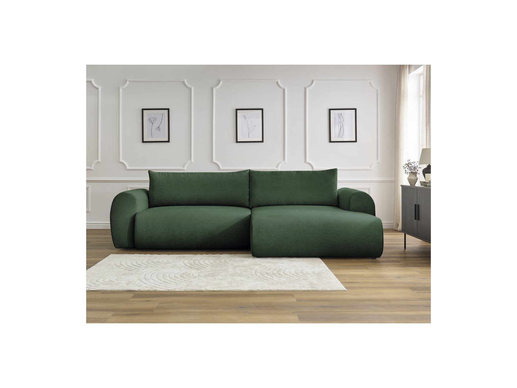 Convertible Corner Sofa with Storage Lucien - Smooth Fabric - Right-Hand Corner