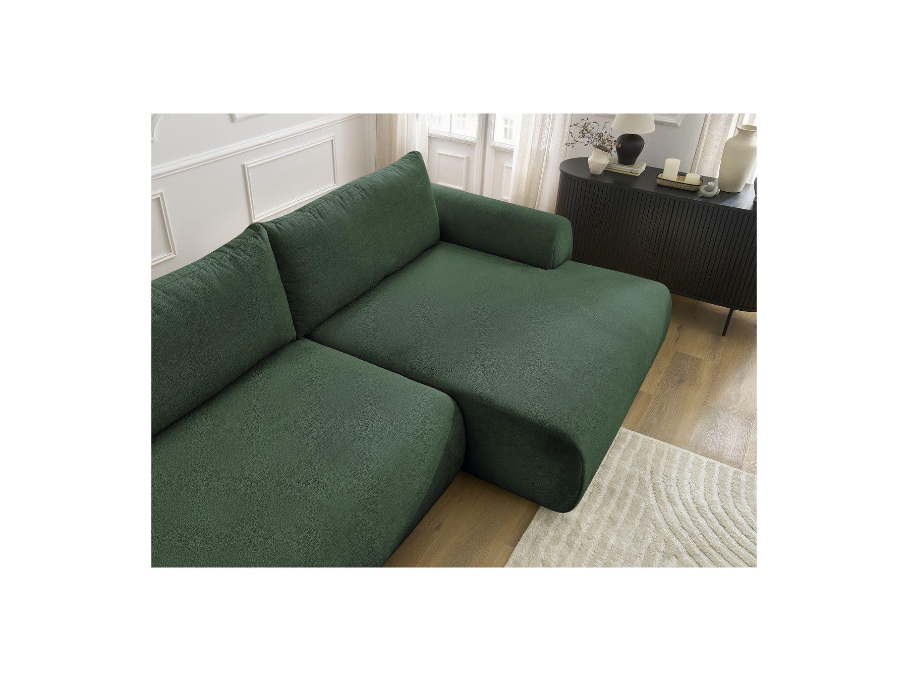Convertible Corner Sofa with Storage Lucien - Smooth Fabric - Right-Hand Corner