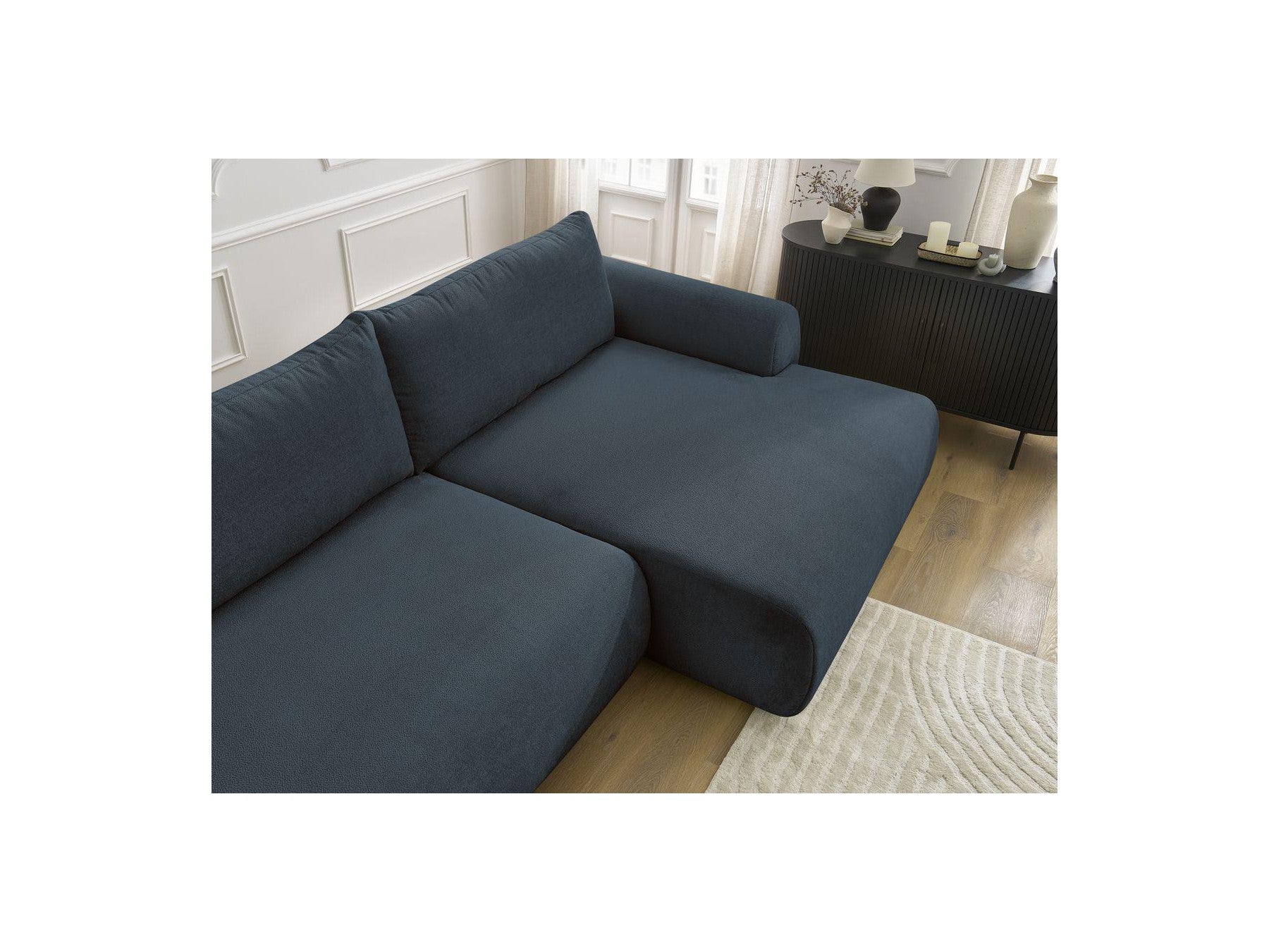 Convertible Corner Sofa with Storage Lucien - Smooth Fabric - Right-Hand Corner