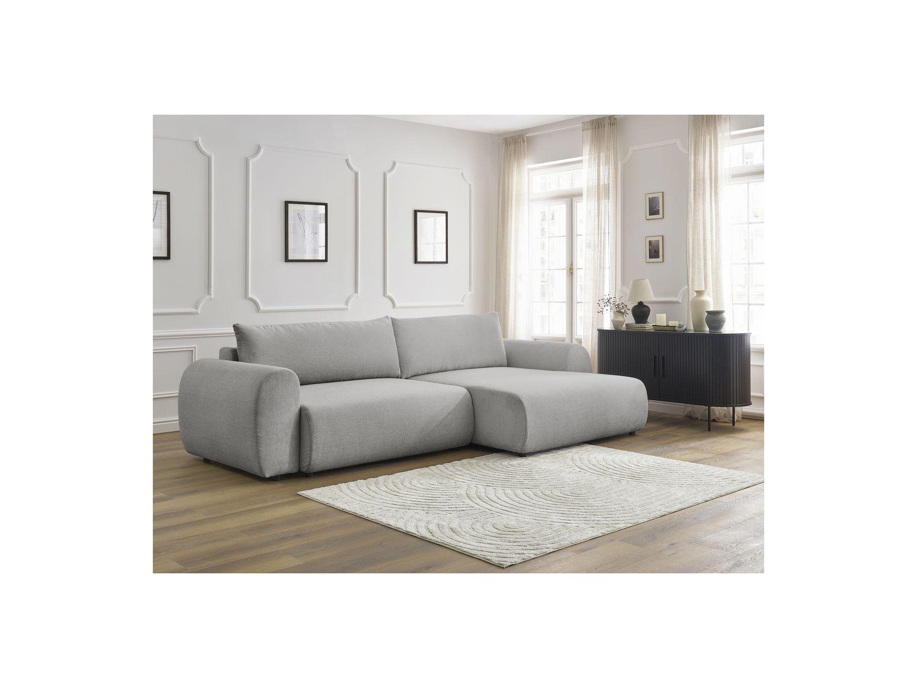 Convertible Corner Sofa with Storage Lucien - Smooth Fabric - Right-Hand Corner