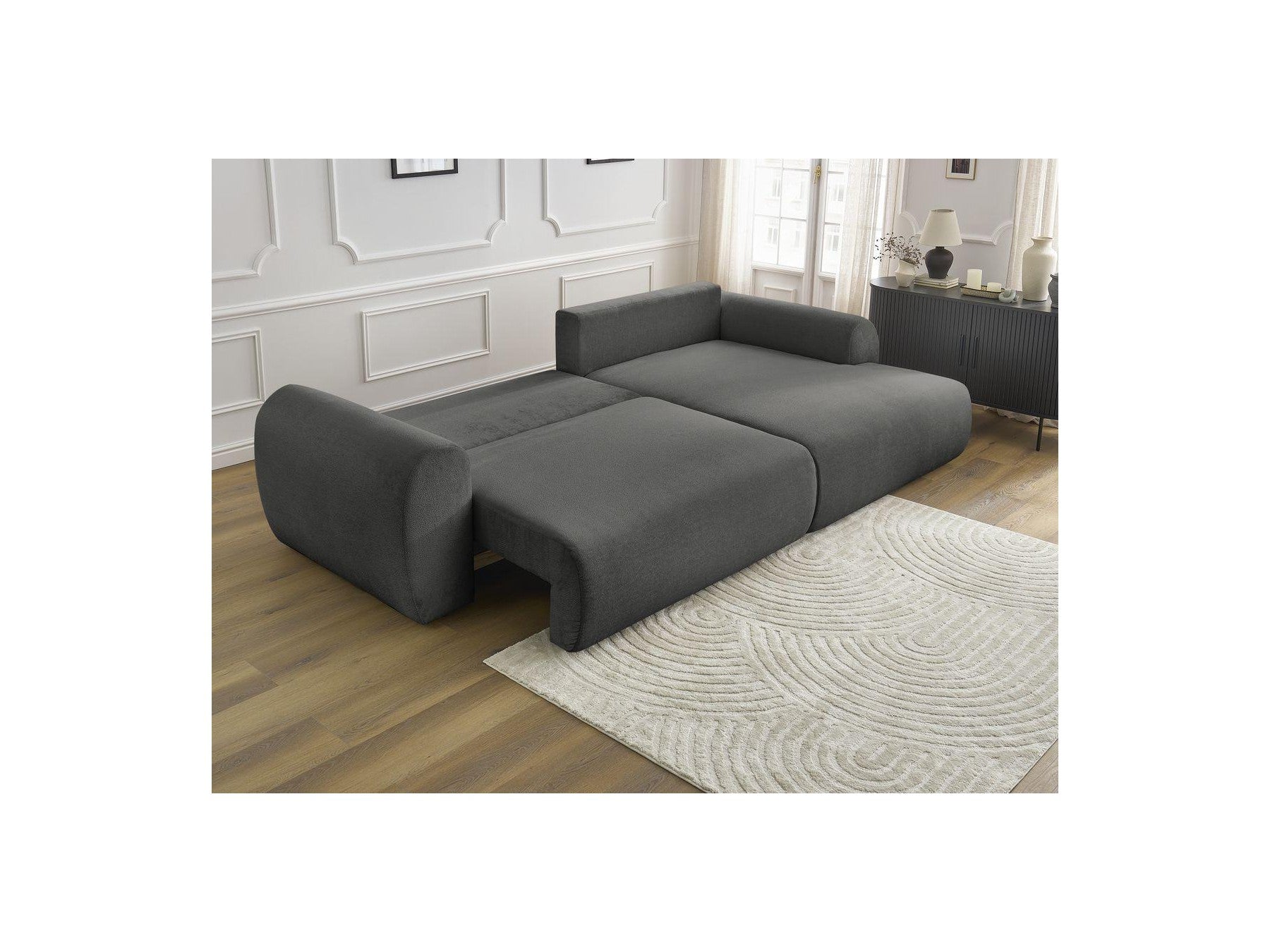 Convertible Corner Sofa with Storage Lucien - Smooth Fabric - Right-Hand Corner