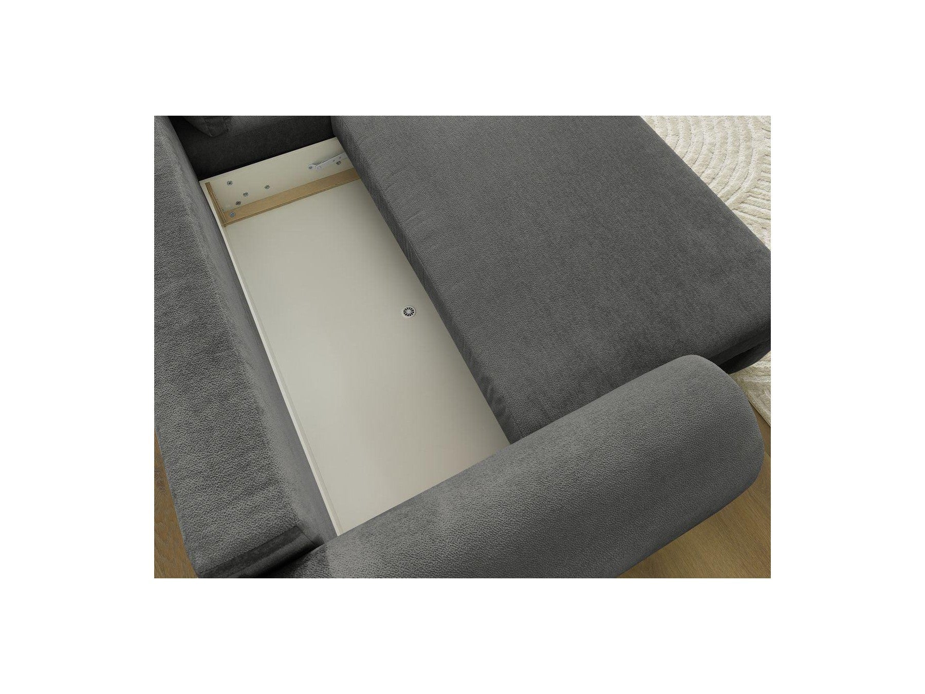 Convertible Corner Sofa with Storage Lucien - Smooth Fabric - Right-Hand Corner