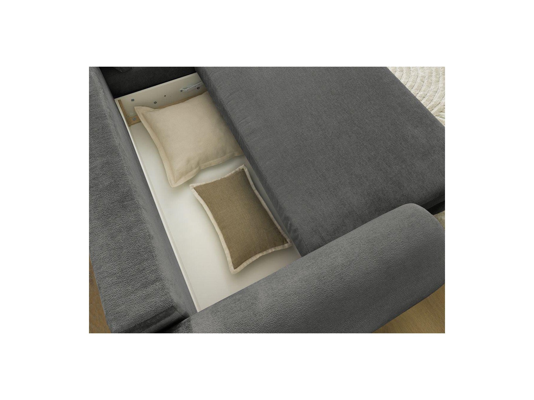 Convertible Corner Sofa with Storage Lucien - Smooth Fabric - Right-Hand Corner