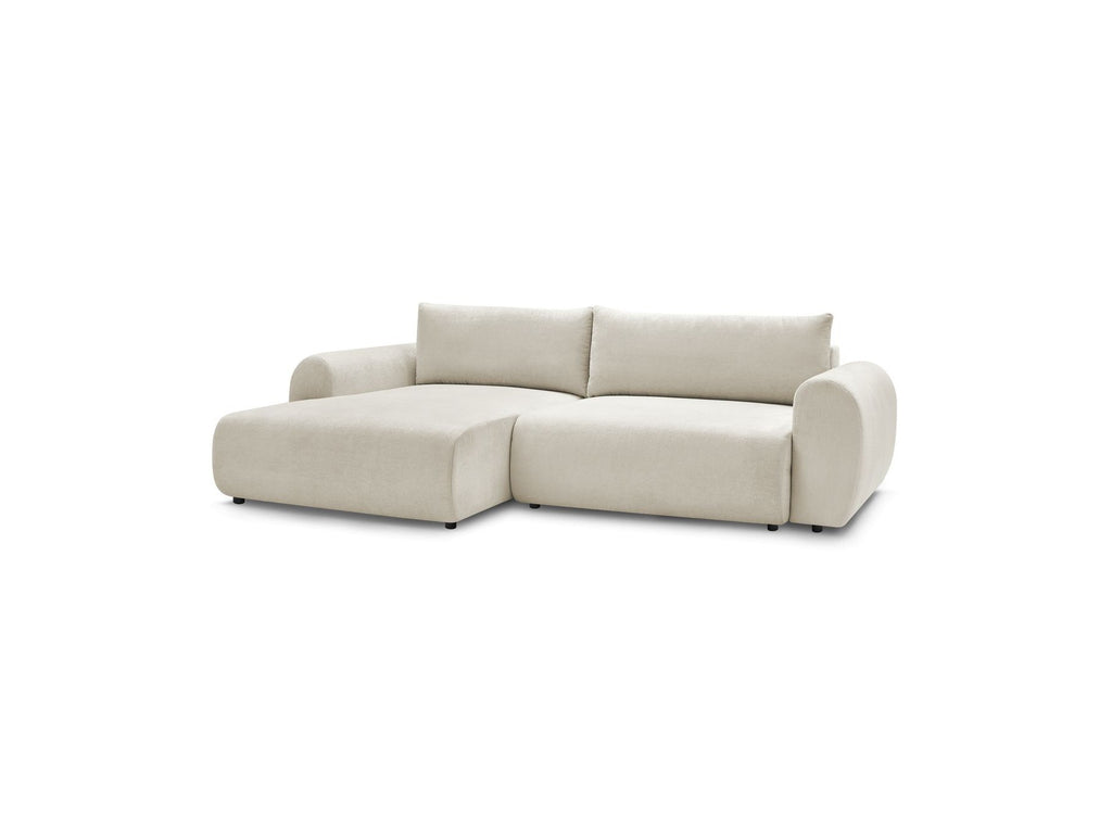 Corner Sofa Bed with Storage Lucien - Smooth Fabric - Left-Hand Corner