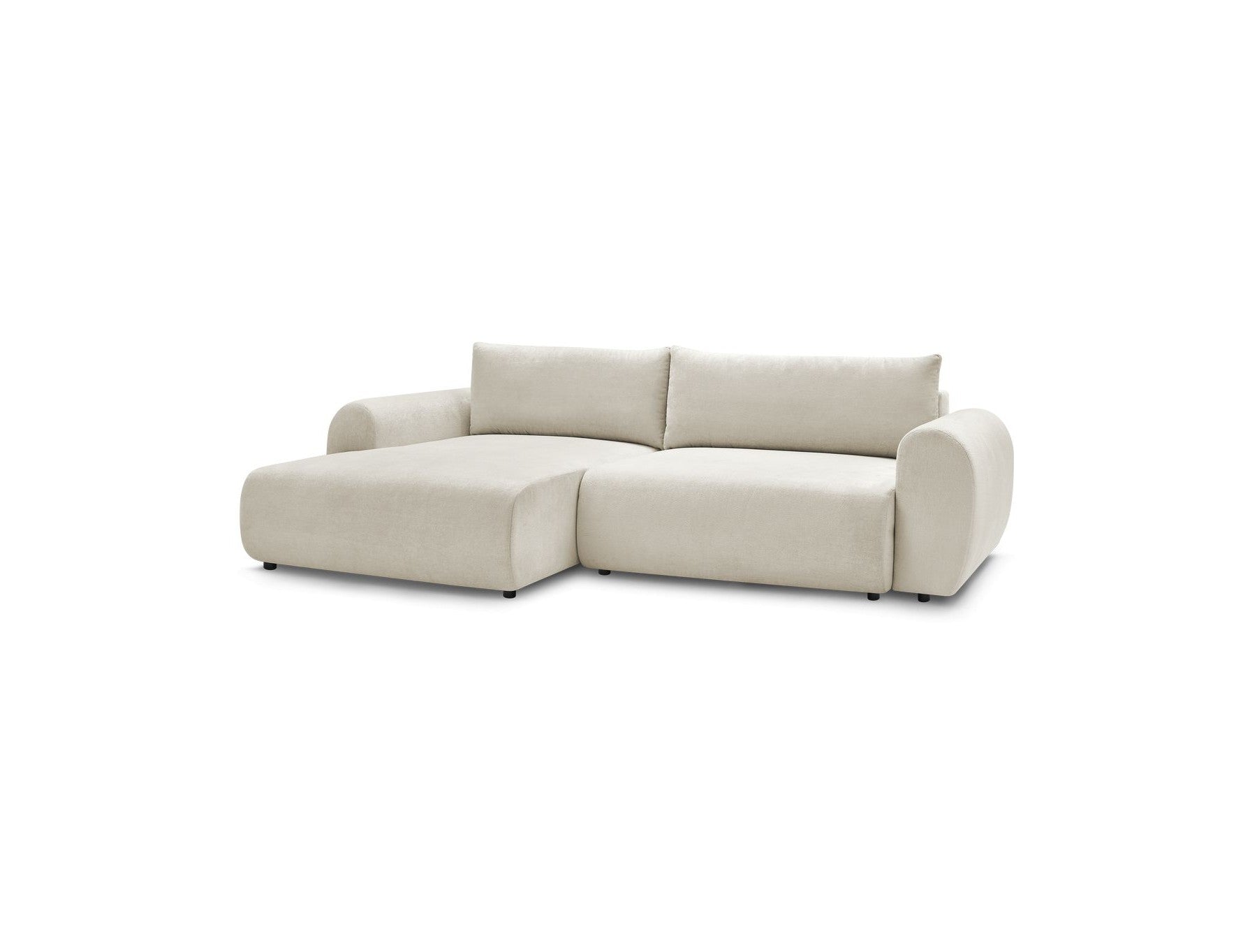 Corner Sofa Bed with Storage Lucien - Smooth Fabric - Left-Hand Corner