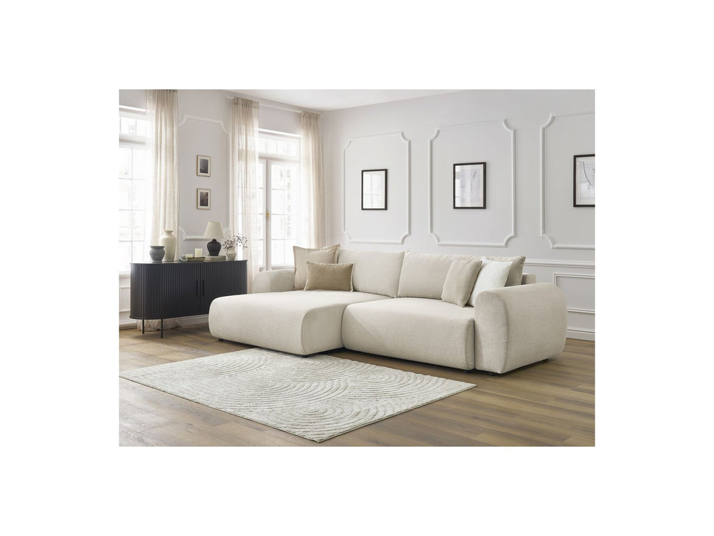 Corner Sofa Bed with Storage Lucien - Smooth Fabric - Left-Hand Corner
