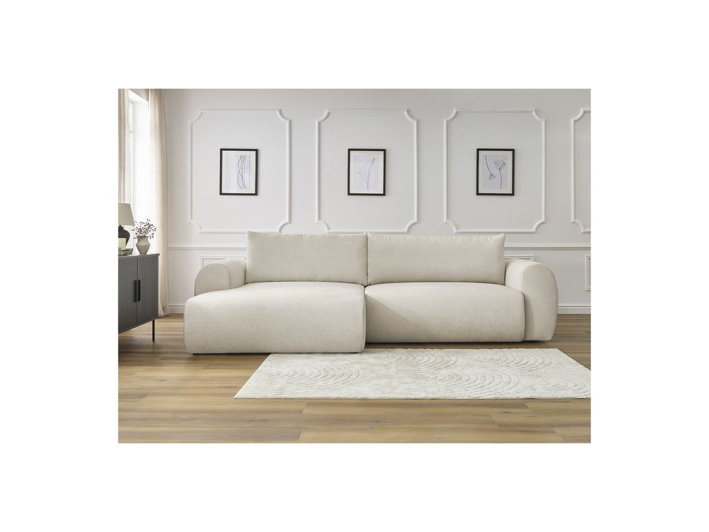 Corner Sofa Bed with Storage Lucien - Smooth Fabric - Left-Hand Corner