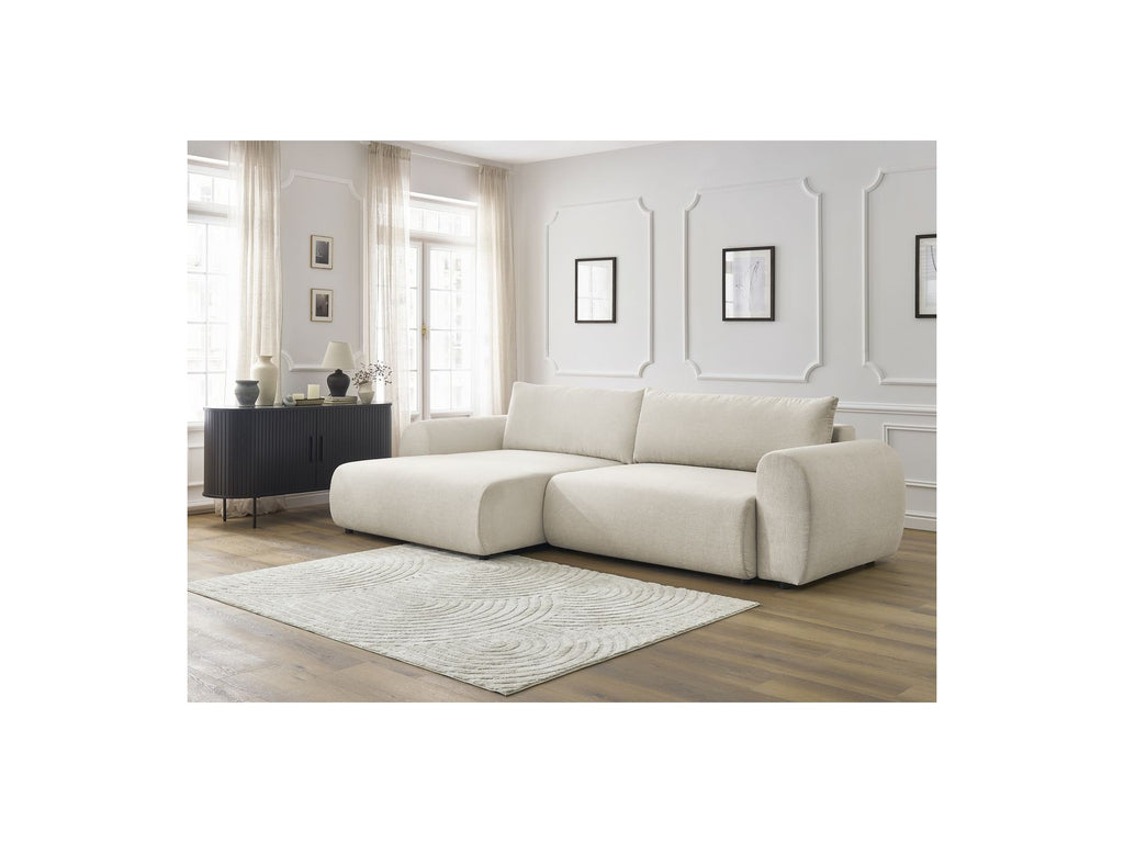 Corner Sofa Bed with Storage Lucien - Smooth Fabric - Left-Hand Corner
